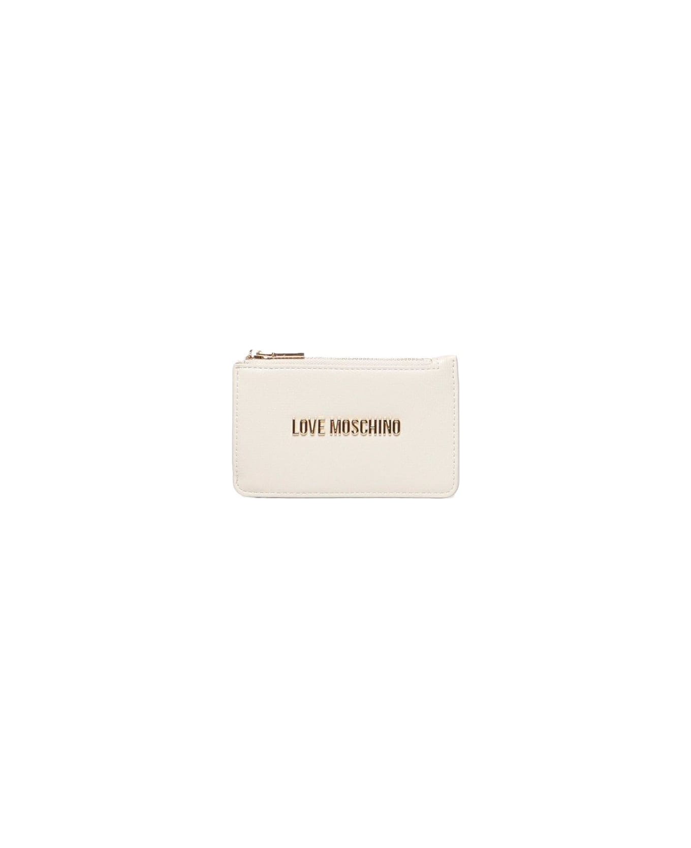 Love Moschino Logo Lettering Zipped Wallet - White 財布