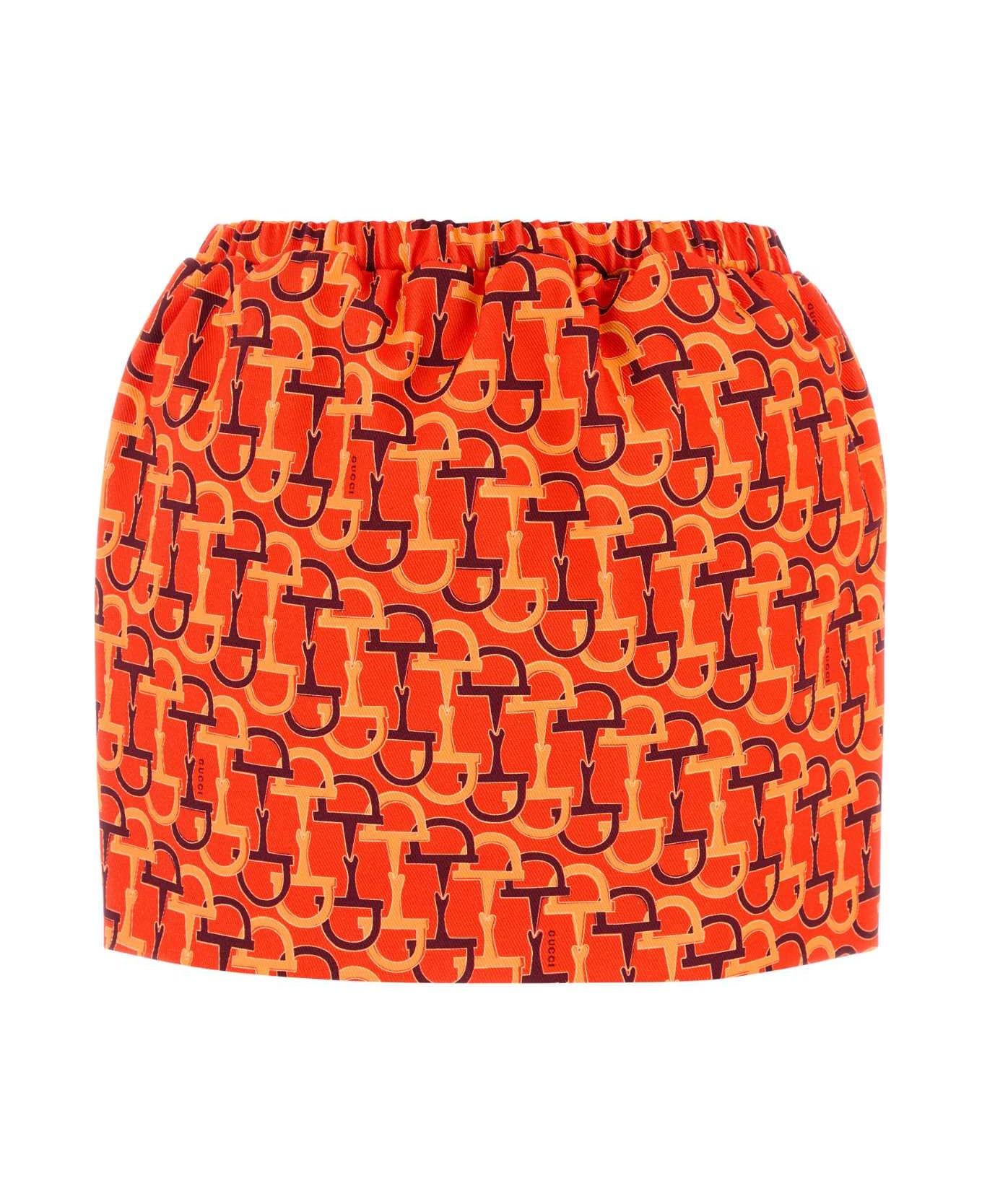 Gucci Printed Cotton Mini Skirt - ORANGEROSSOANCORA