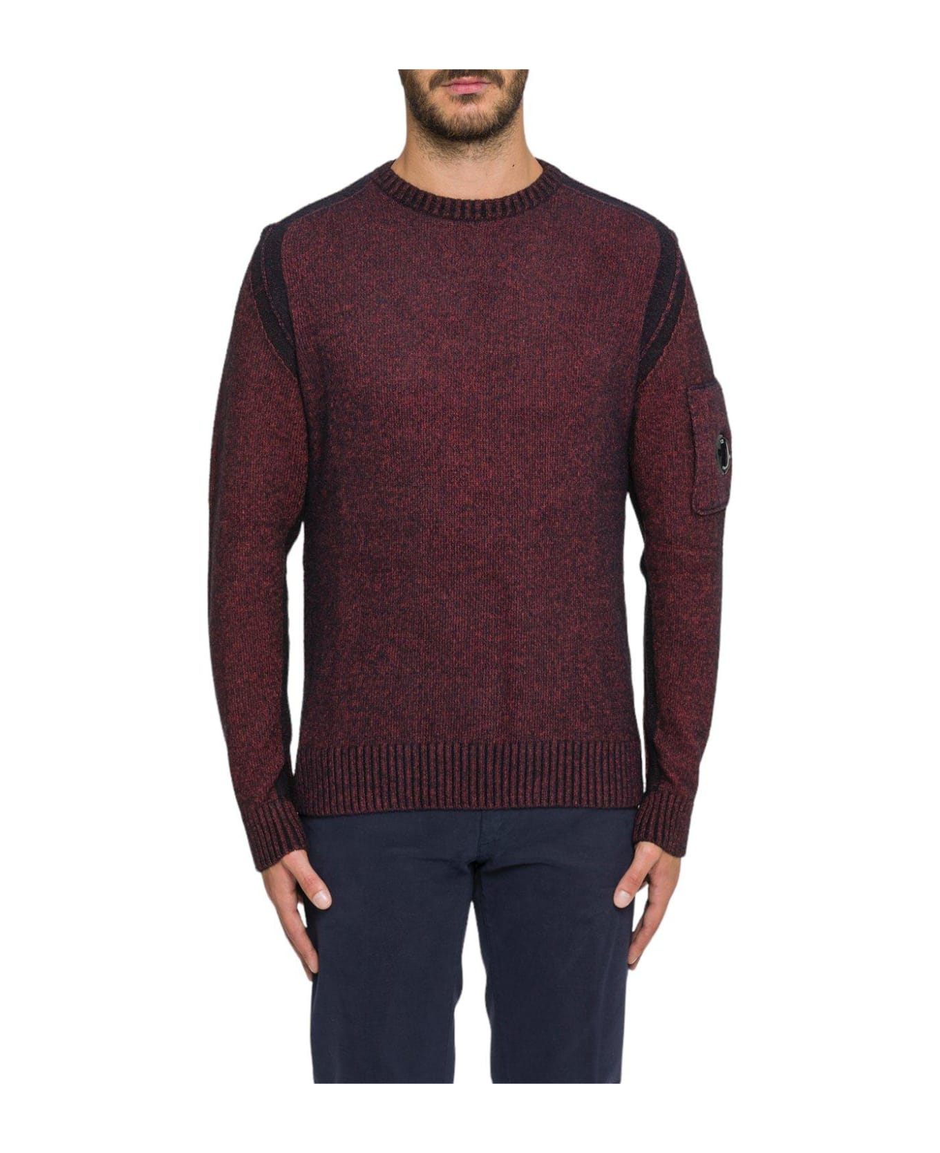 C.P. Company Crewneck Sleeved Sweater - BRICK