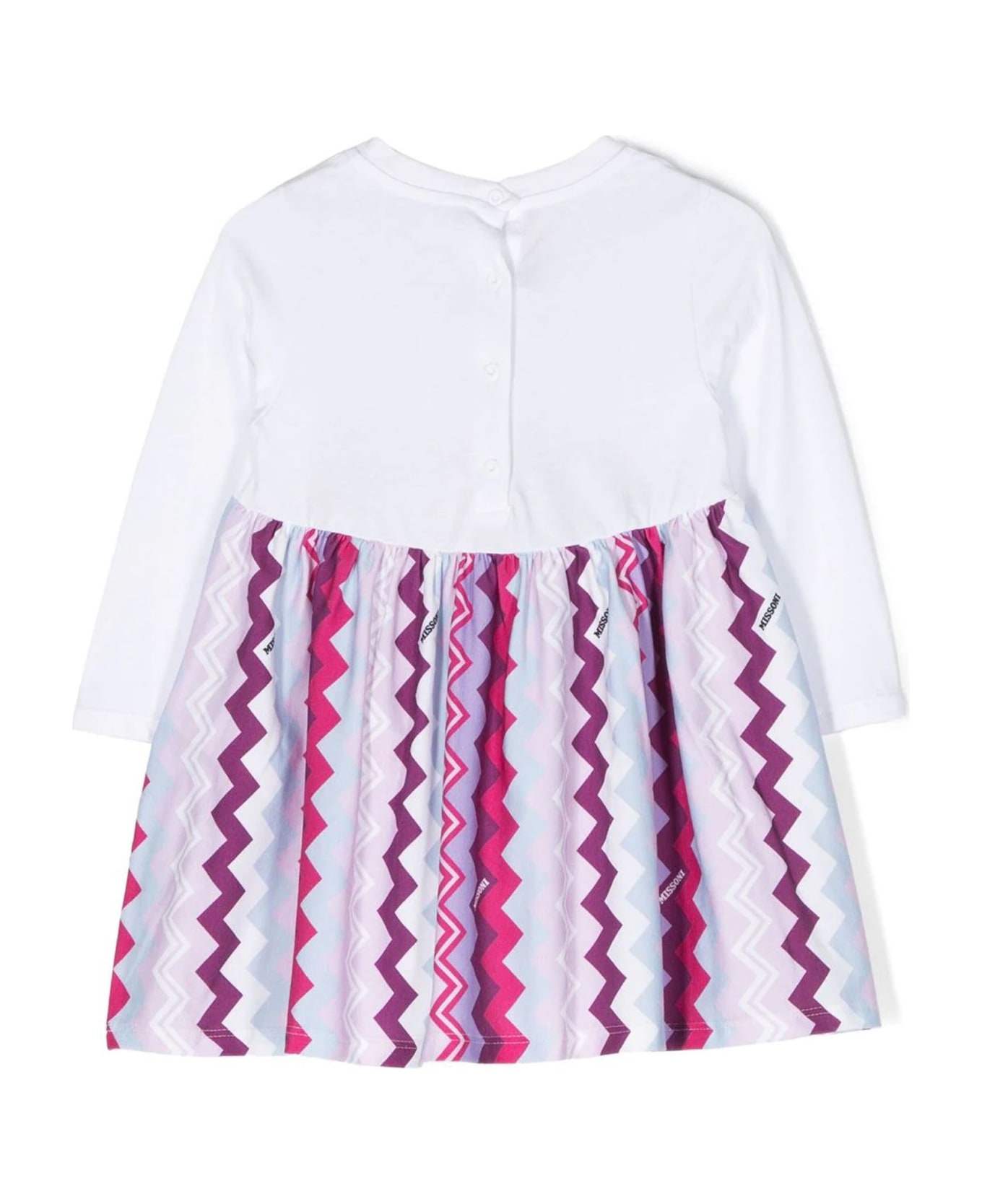 Missoni Kids White And Dark Purple Stretch-cotton Dress - Bianco