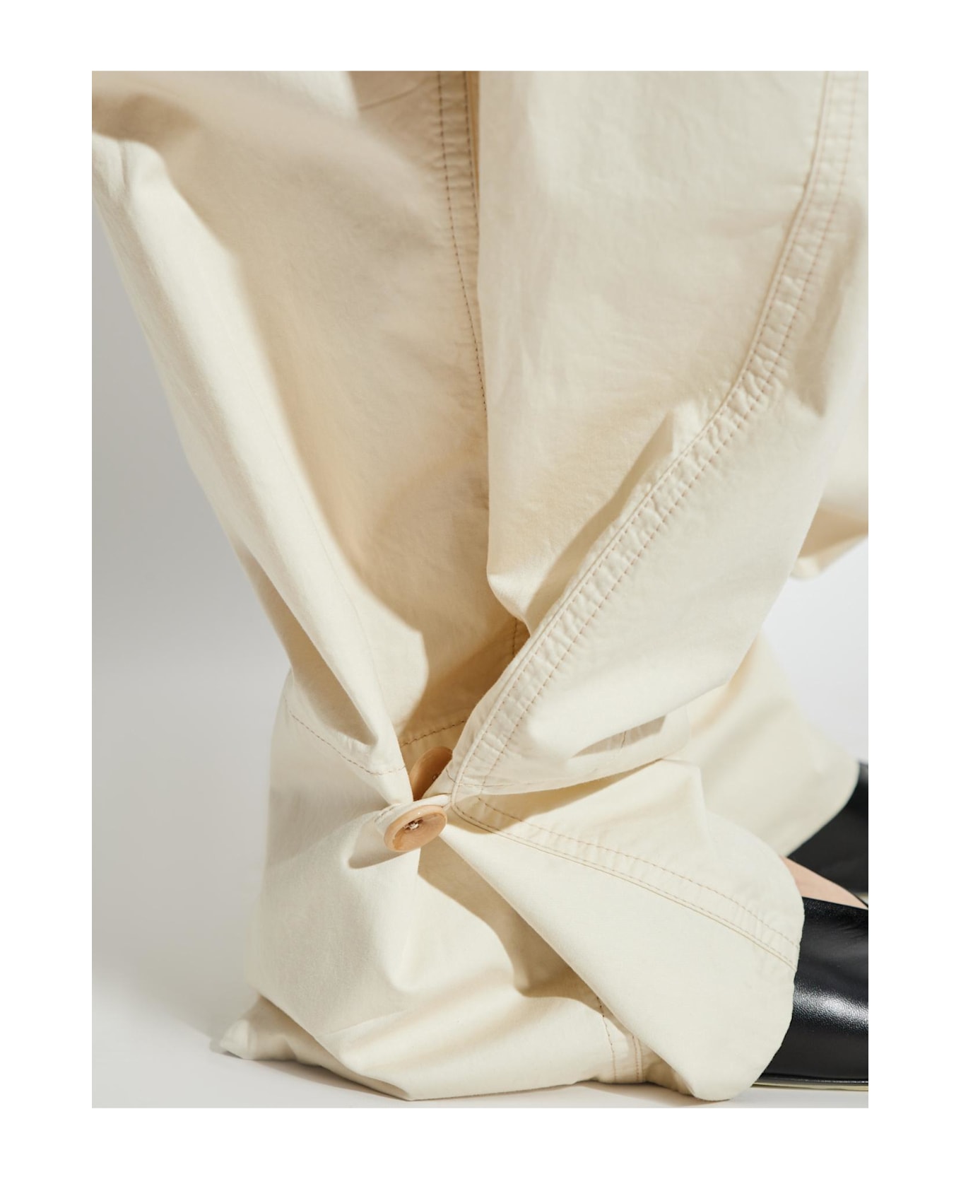 Lemaire Pants With Stitching - Creamy White