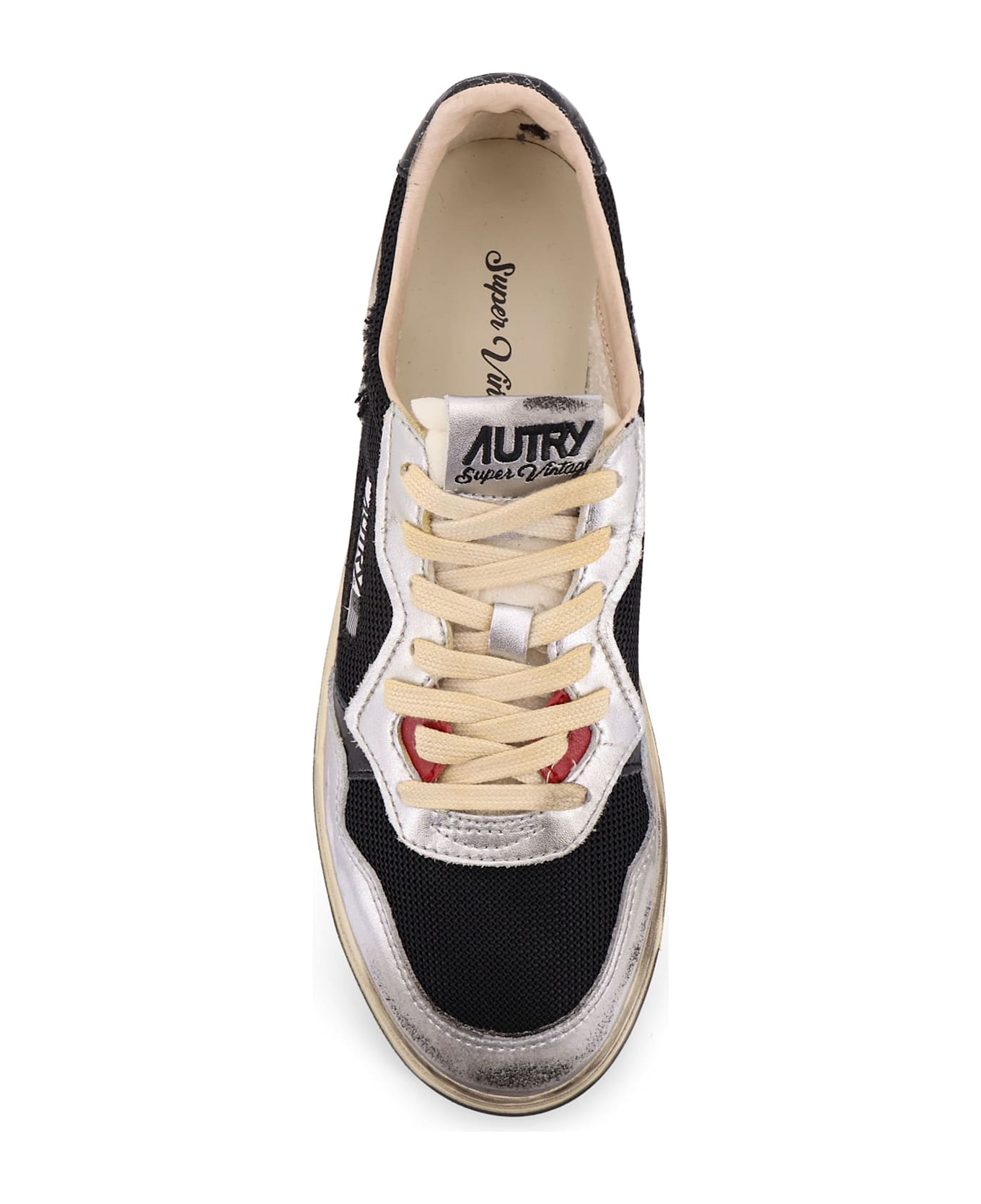 Autry Super Vintage Leather And Mesh Low-top Sneakers - NERO GRIGIO