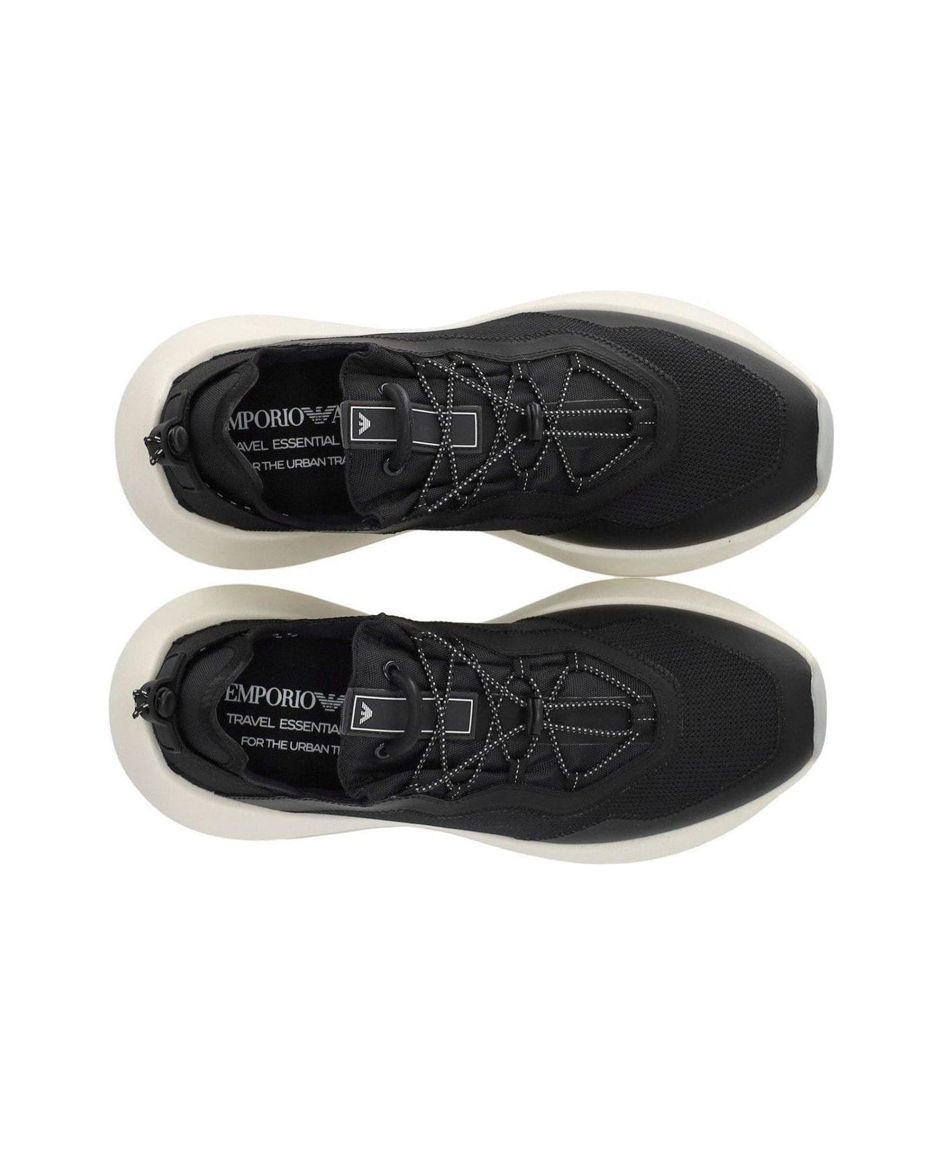 Emporio Armani Drawstring Fastening Mesh Sneakers - Blue
