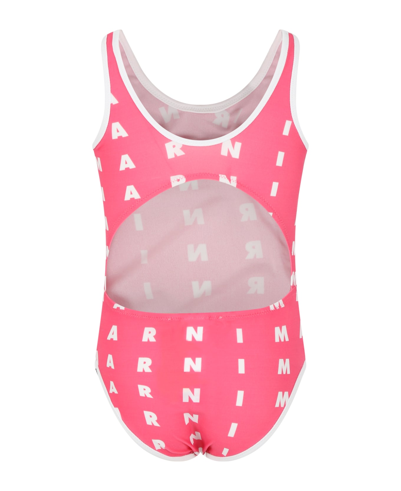 Marni Pink Swimsut For Girl With Logo - Pink