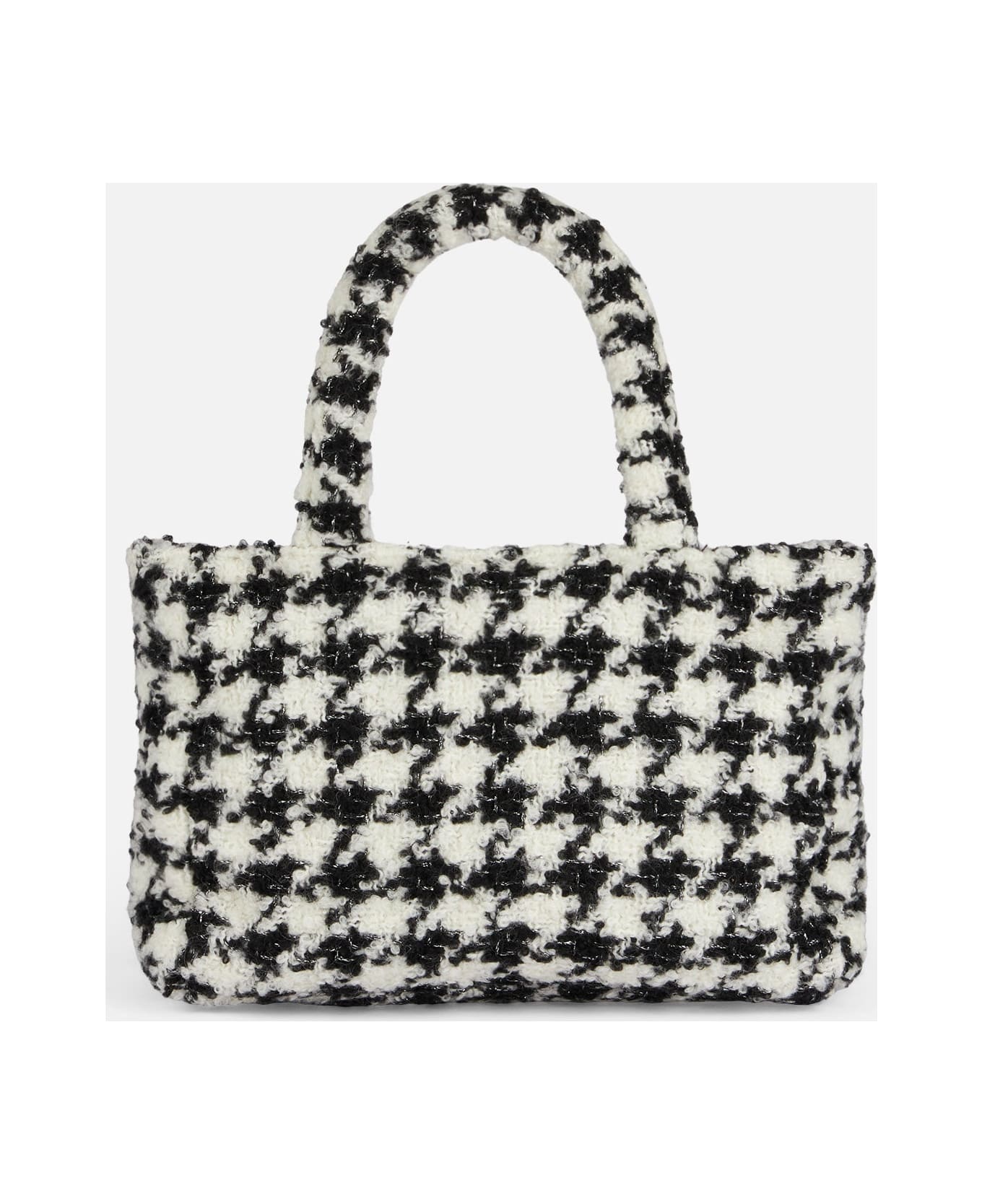 MC2 Saint Barth Soft Wooly Clarine Handbag With Pied De Poule Lurex Pattern - BLACK