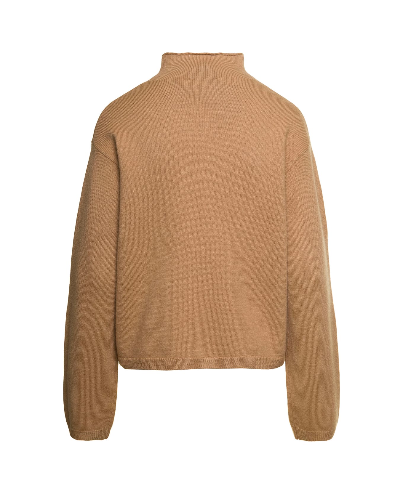 A.P.C. Beige Mock Neck Sweater With Embroidered Logo In Wool Woman - Beige フリース