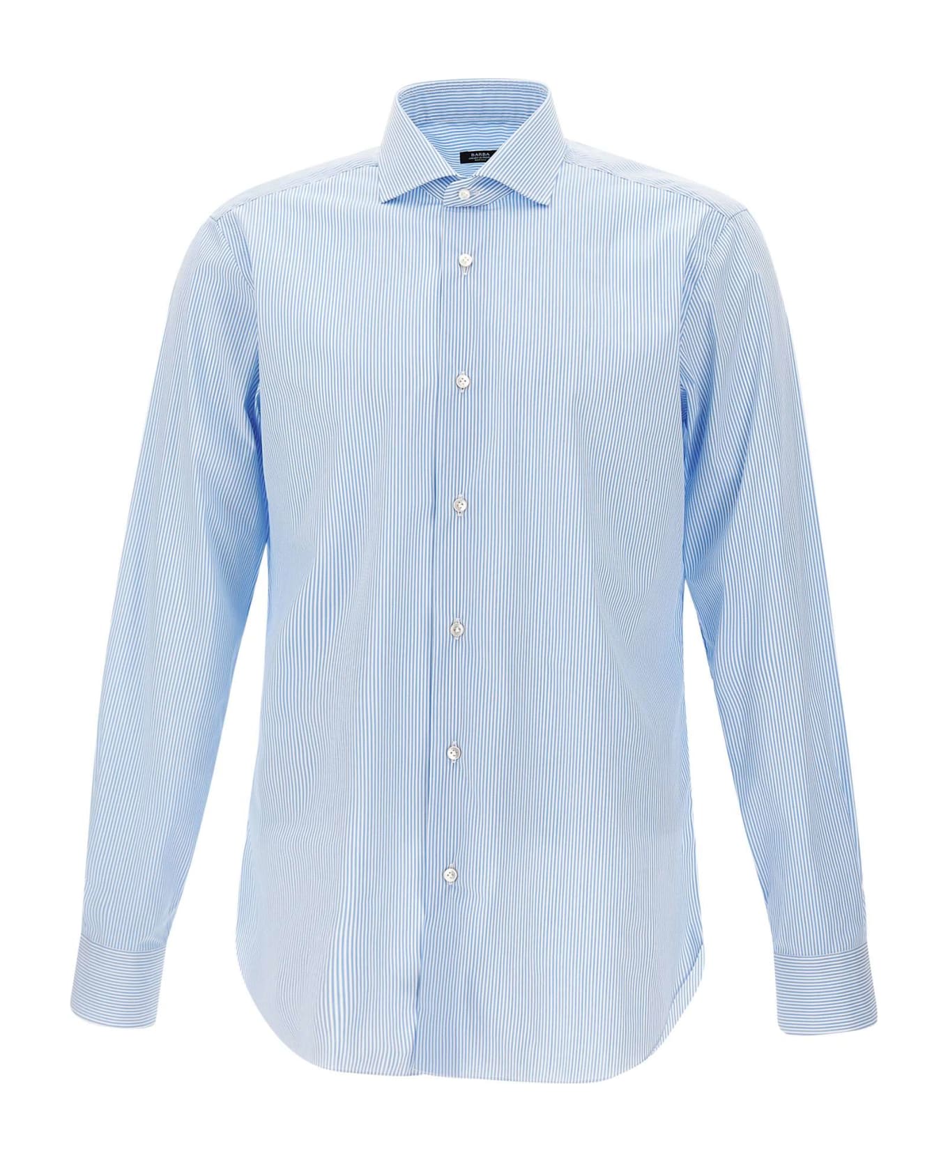 Barba Napoli Cotton Shirt - WHITE/light blue
