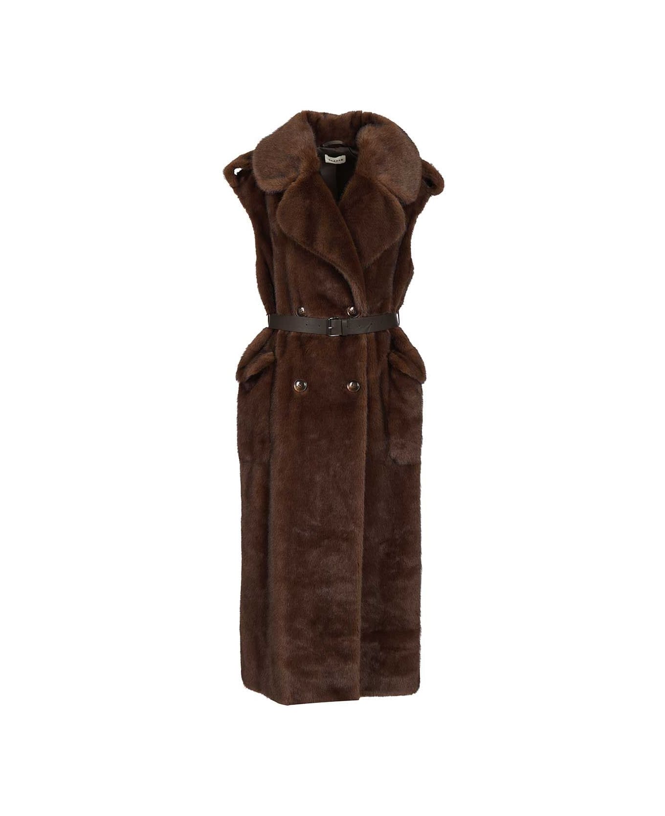 Parosh Sleeveless Coat - Brown