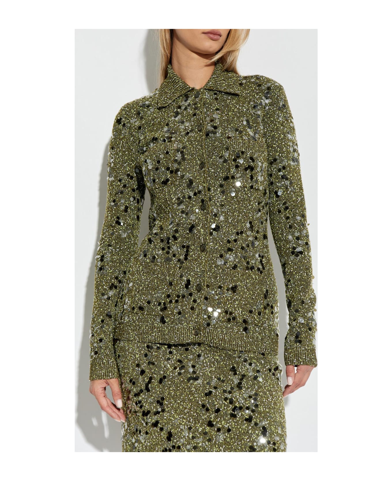 Gucci Cardigan With Pockets - MILITARYGREENMIX