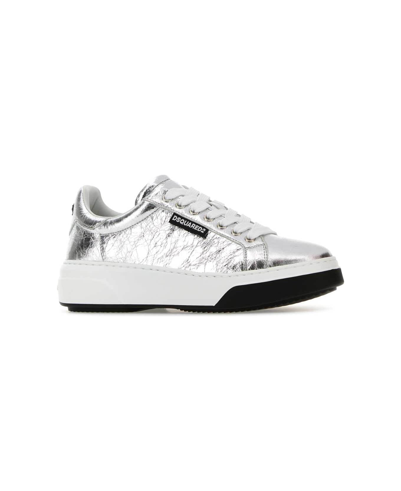 Dsquared2 Silver Leather Bumper Sneakers - ARGENTO