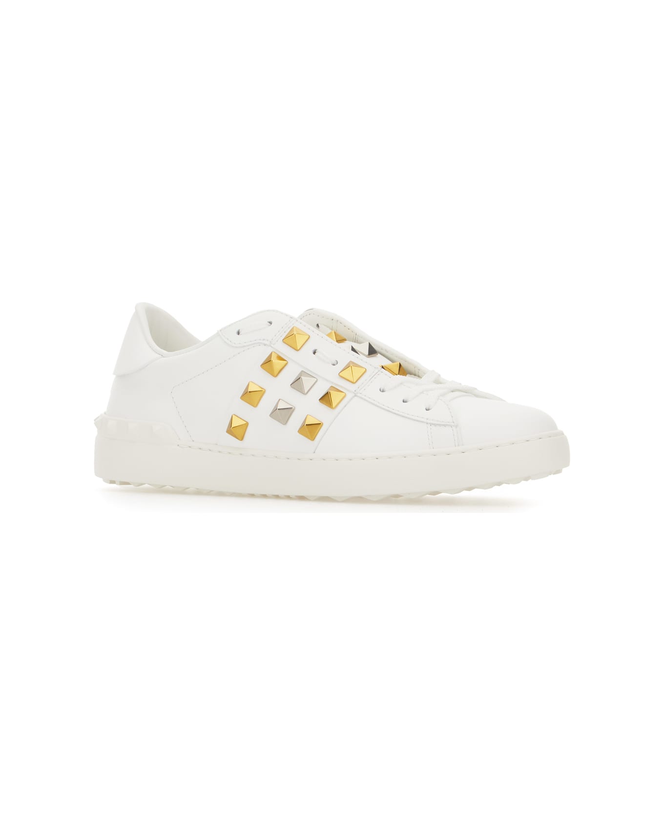 Valentino Garavani White Leather Rockstud Sneakers - Bianco