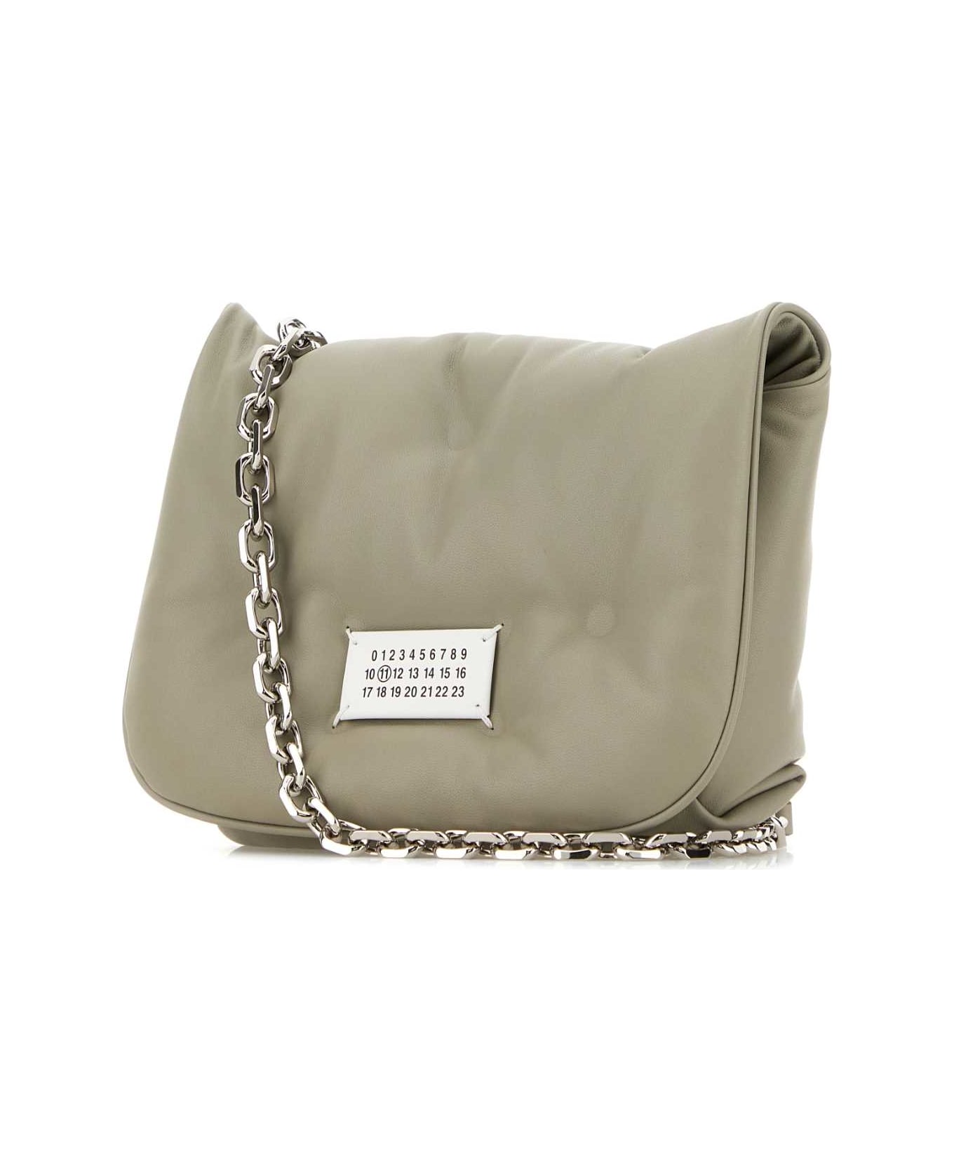 Maison Margiela Light Grey Nappa Leather Small Glam Slam Flap Crossbody Bag - NUAGE