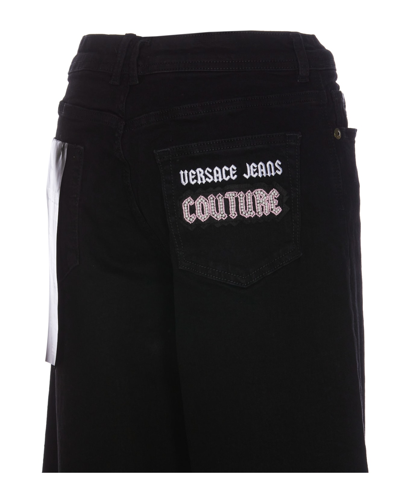 Versace Jeans Couture Flare Jeans With Logo Decorations - Black Black