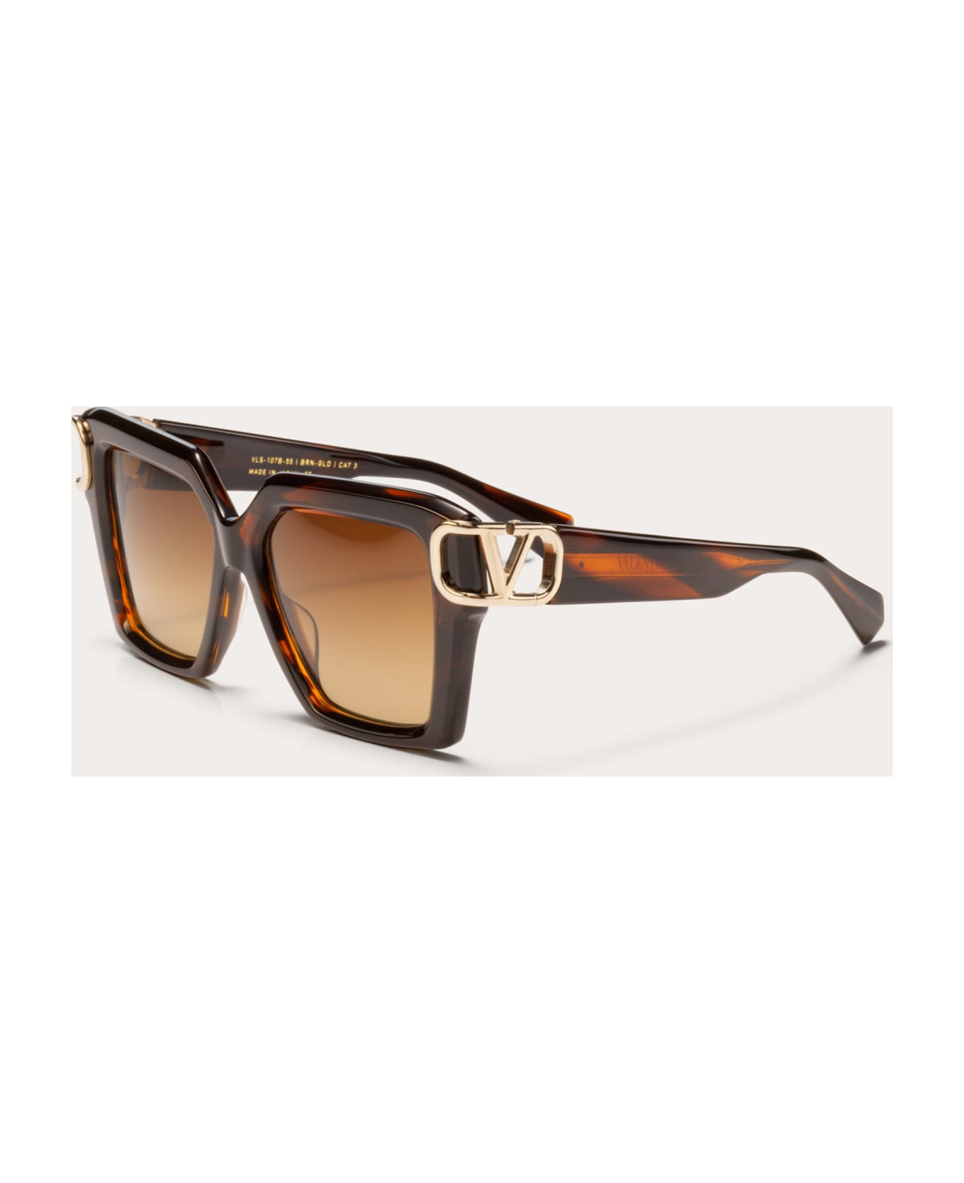 Valentino Eyewear Uno - Brown Swirl / White Gold Sunglasses - brown/gold