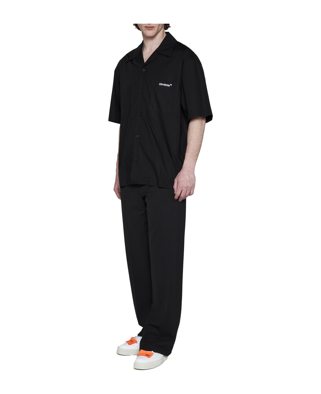 Off-White Embroidered Slim Zip Trousers - Black