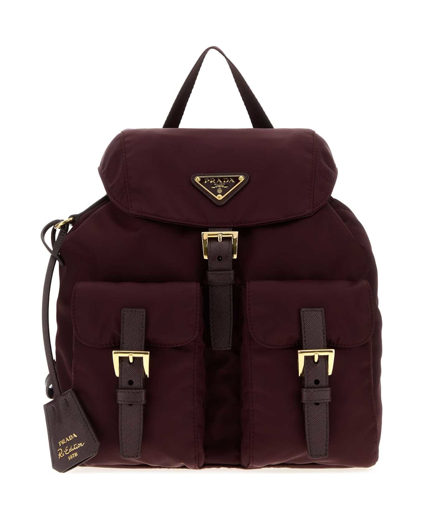 Prada Grape Nylon Small Backpack - BORDEAUX 1