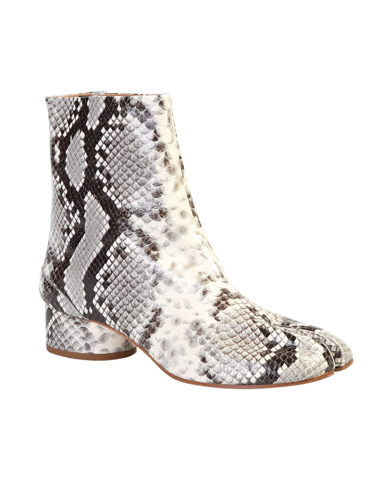 Maison Margiela Tabi Snakeskin Print Ankle Boots - Beige