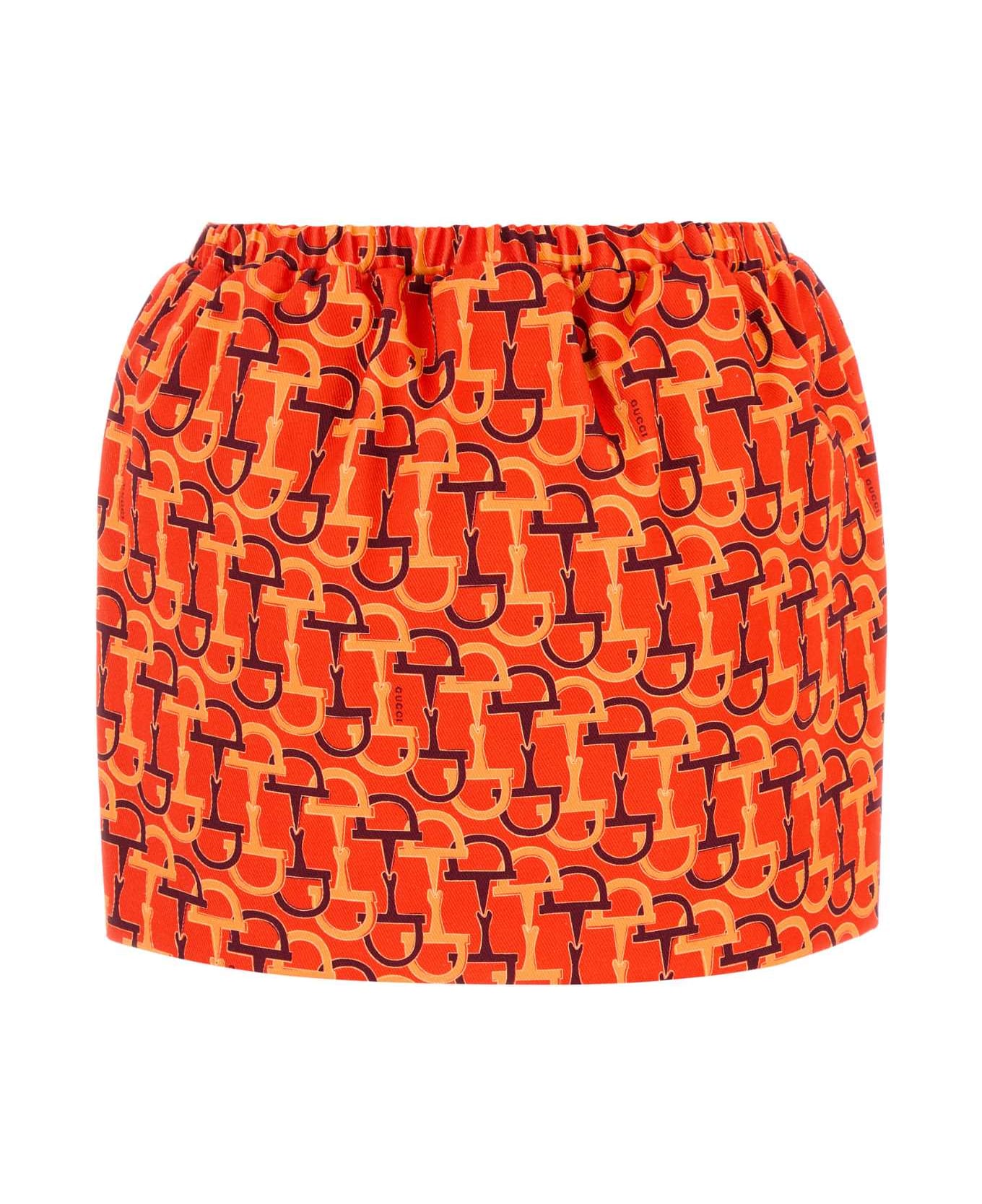 Gucci Printed Cotton Mini Skirt - ORANGEROSSOANCORA