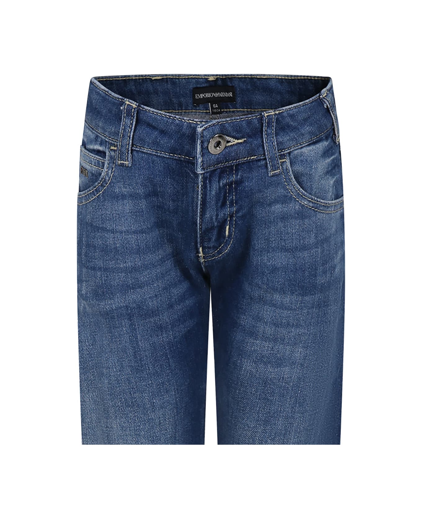Emporio Armani Denim Jeans For Boy With Logo - DENIM BLUE