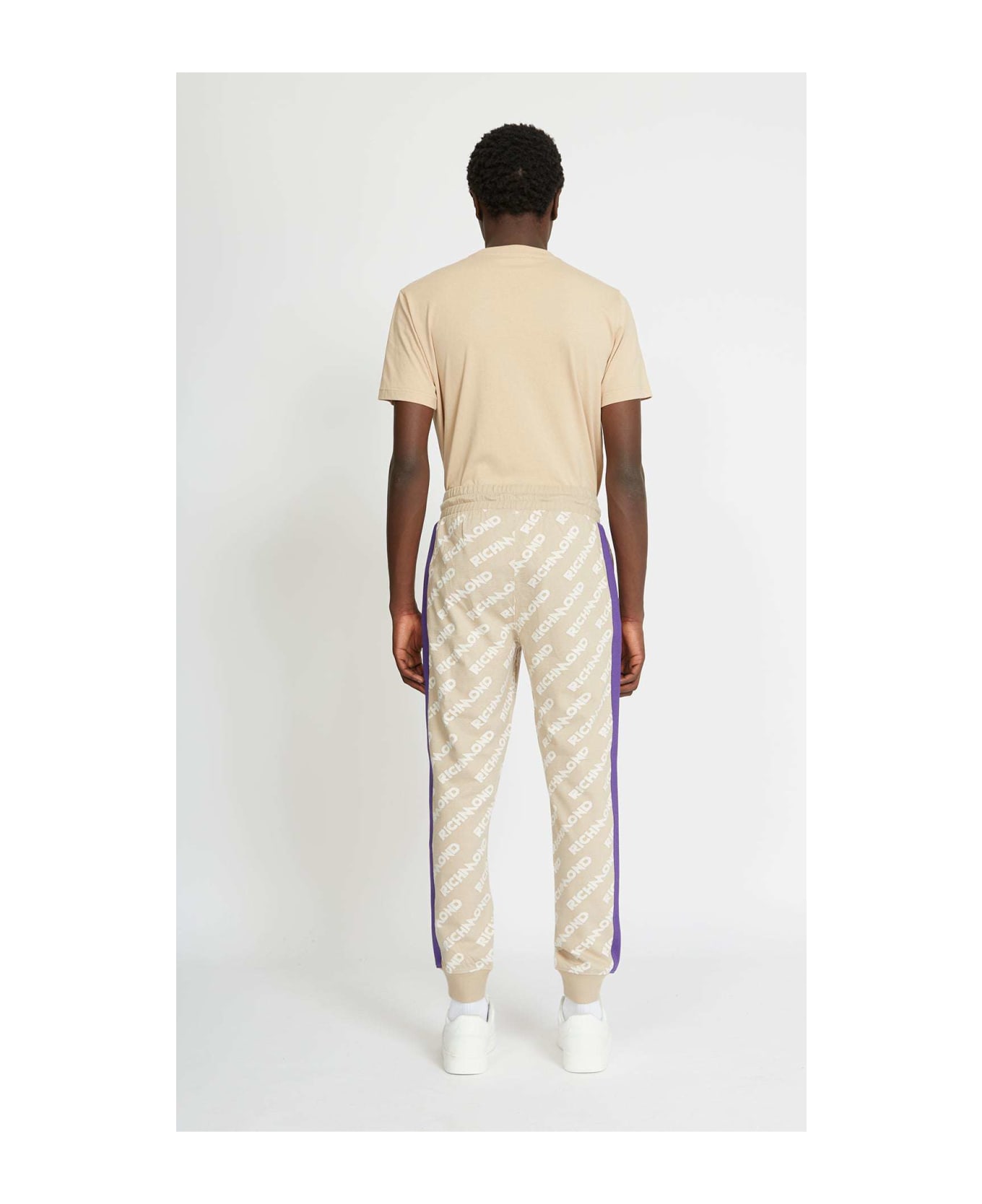 John Richmond Jogging Pants With Contrasting Logo On The Back - Beige