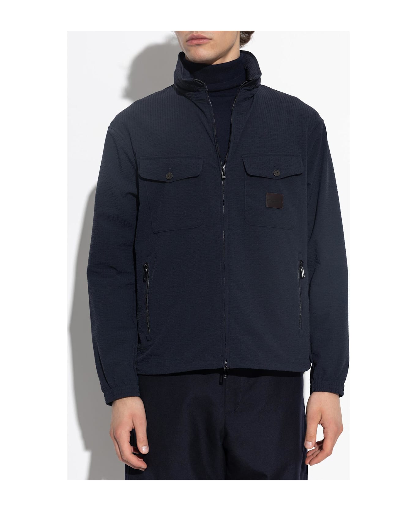Emporio Armani Jacket With Logo Patch - Blue