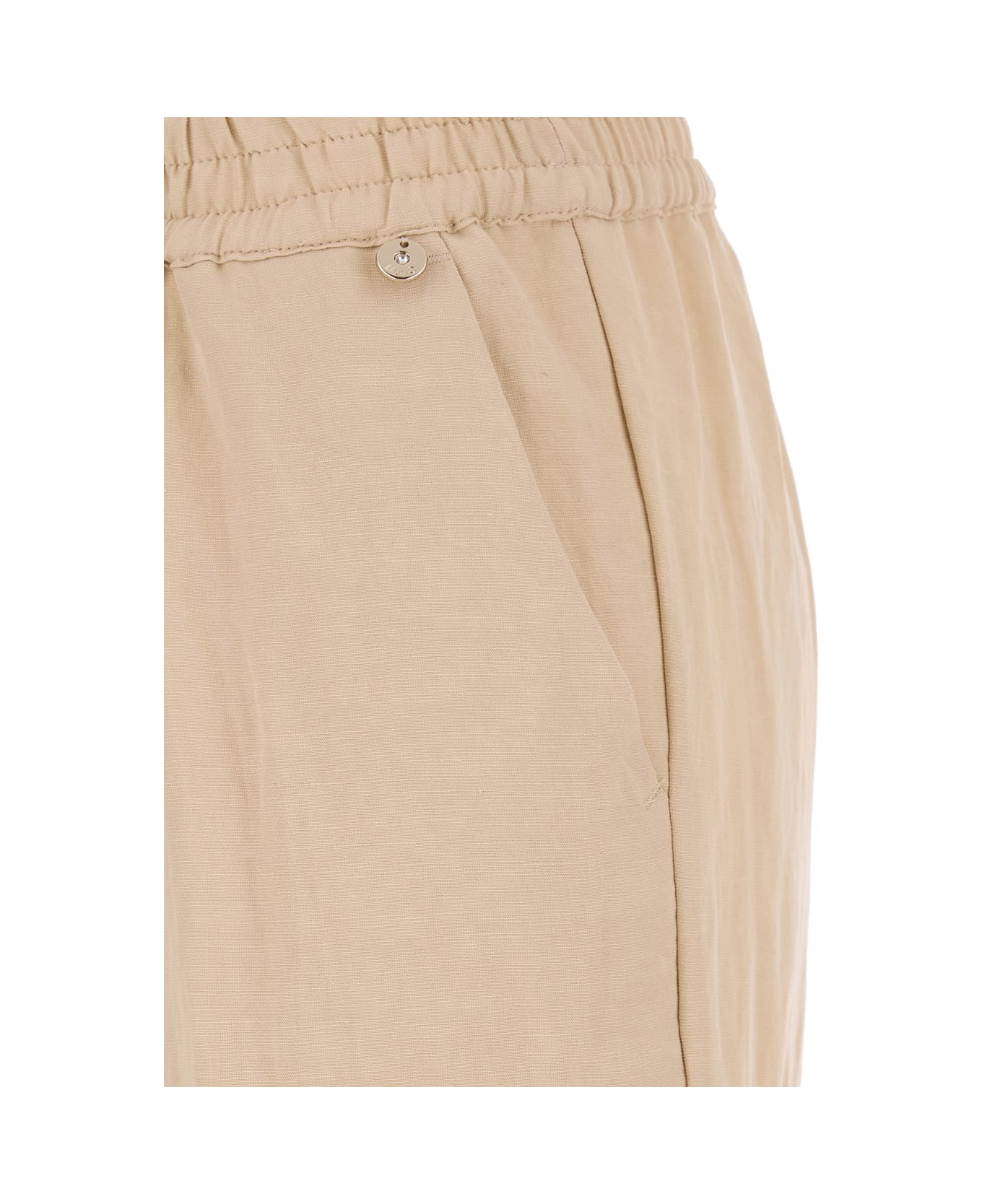 Liu-Jo Pink Trousers With Elastic Waistband In Linen Blend Woman - Beige