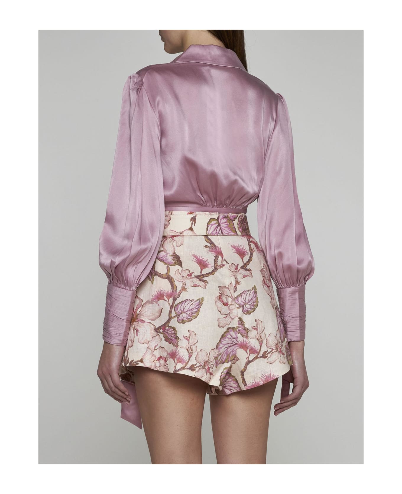 Zimmermann Matchmaker Print Linen Shorts - Coral Hibiscus