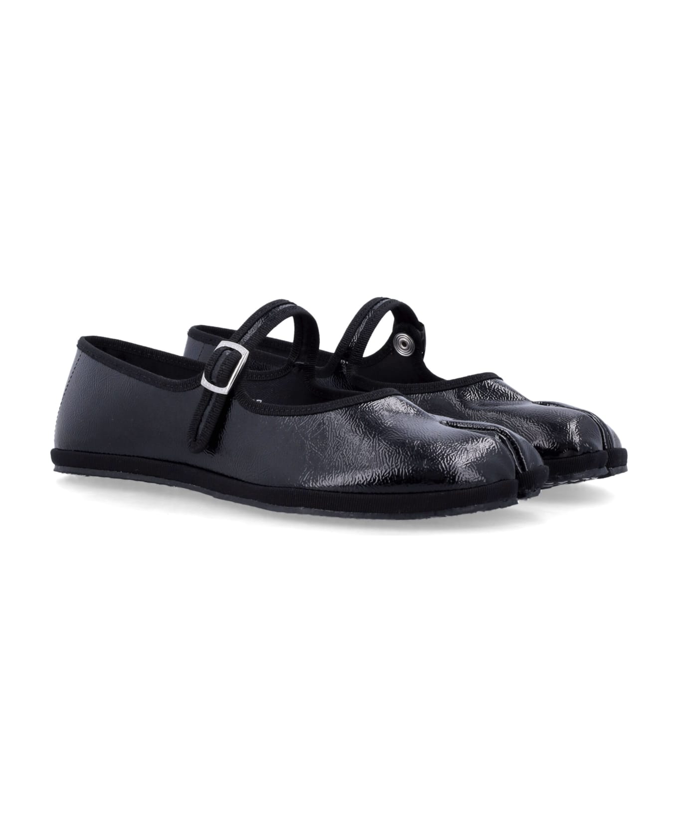 Drogheria Crivellini Fu-tabi Patent Leather Flat Shoes - BLACK