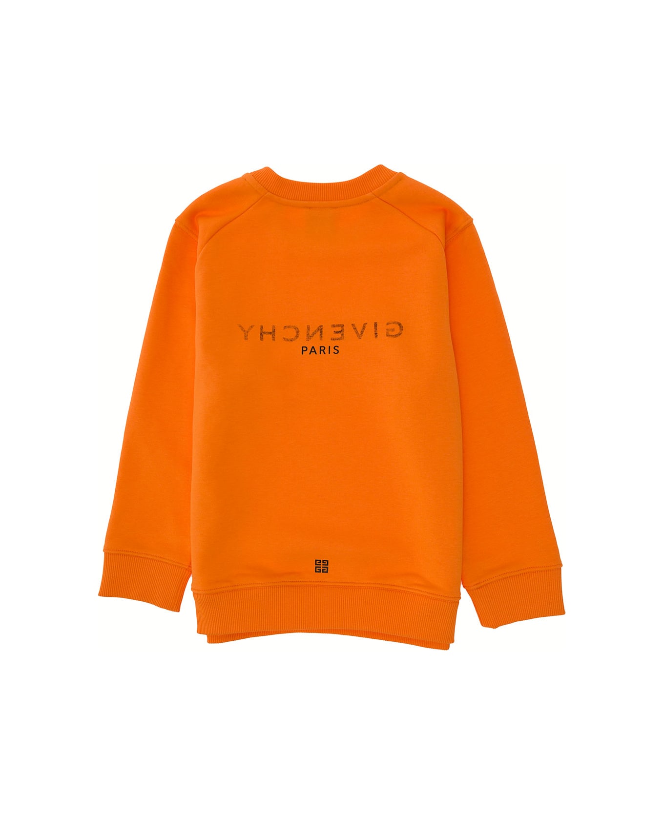 Givenchy Boy Blend Cotton Orange Sweatshirt With Logo Print - Orange