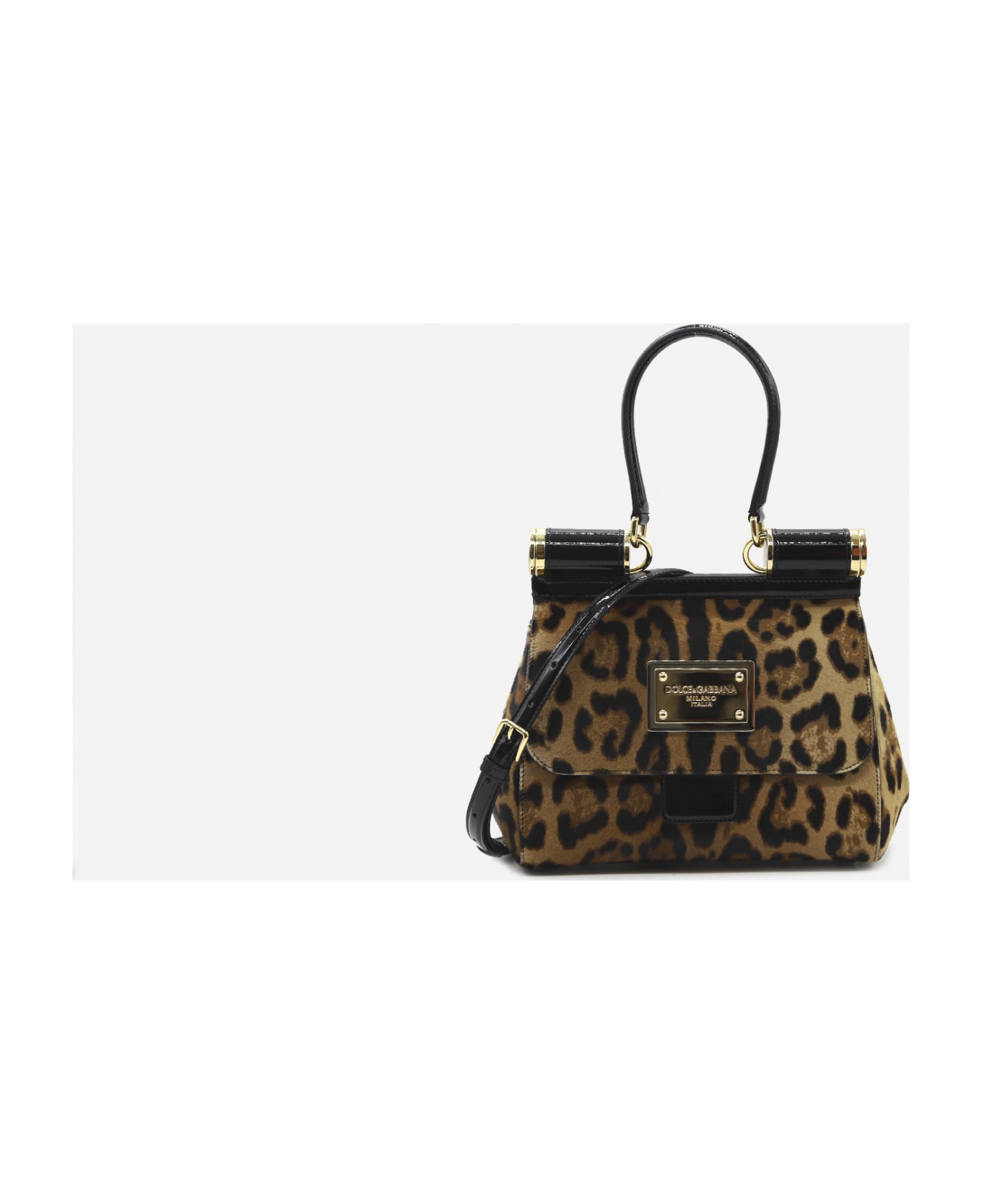 Dolce & Gabbana 90es Sicily Medium Leather Bag With All-over Leo Print - Leopard