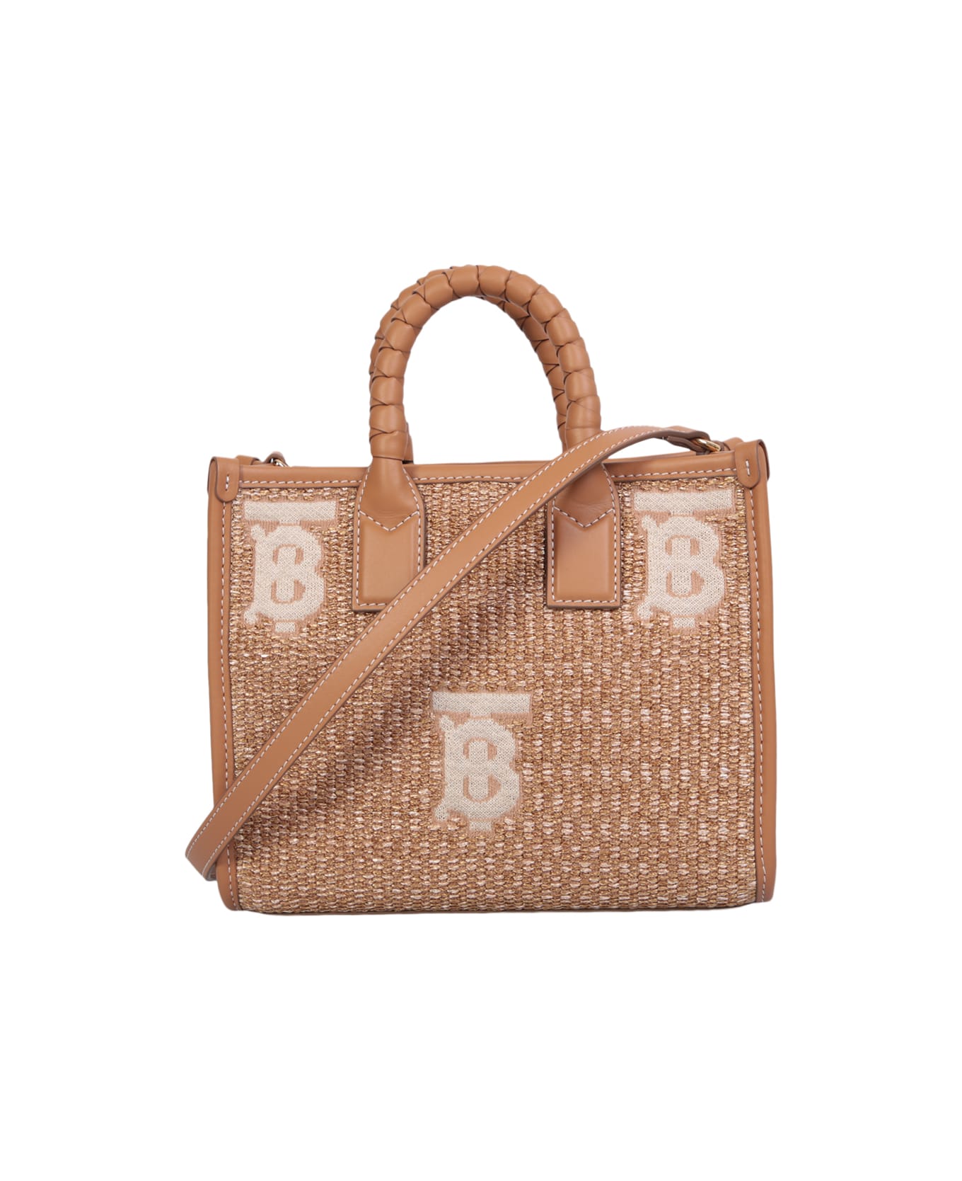 Burberry 'freya' Raffia Effect Handbag - A1395