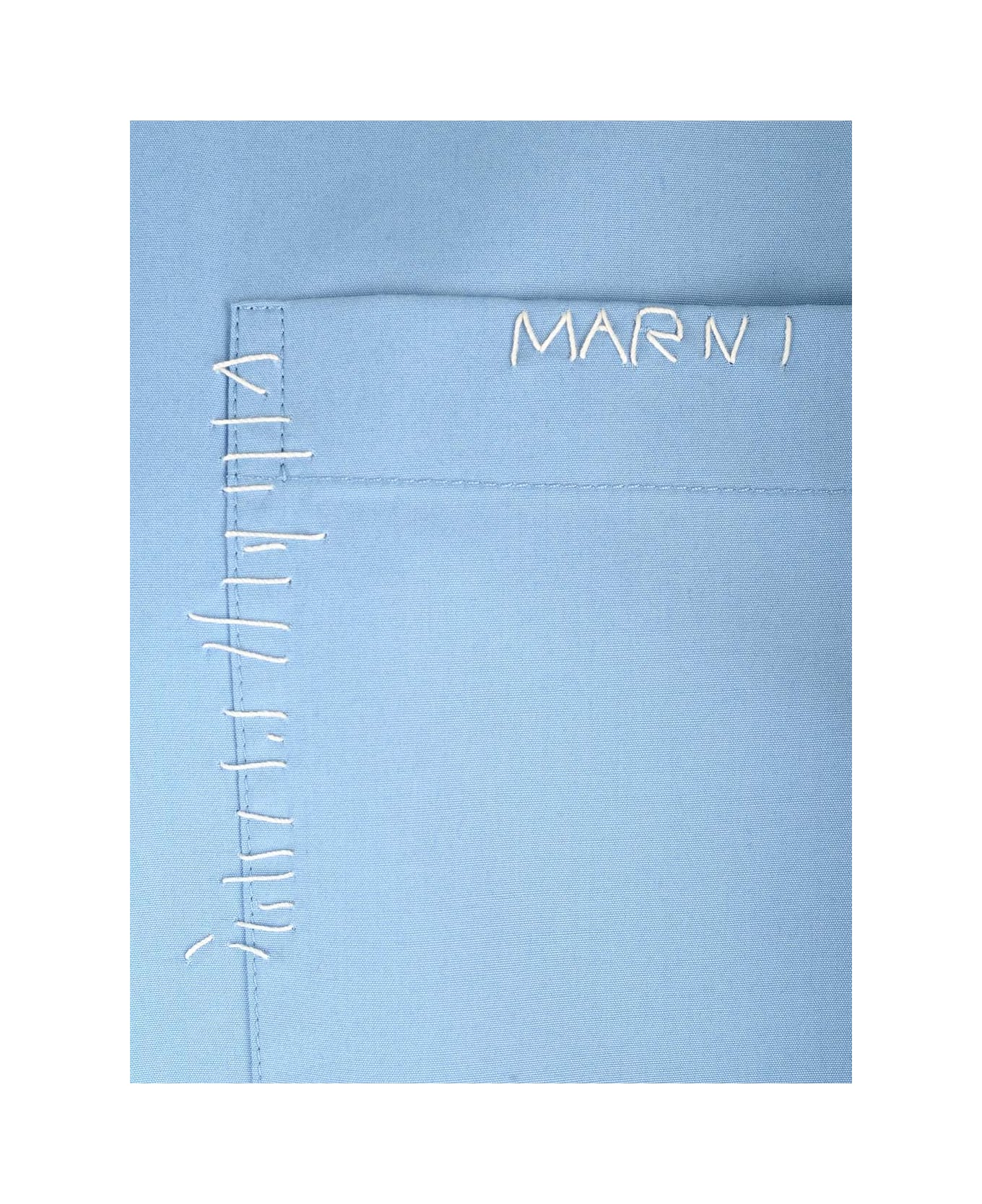 Marni Camicia In Popeline Color Block - Light blue