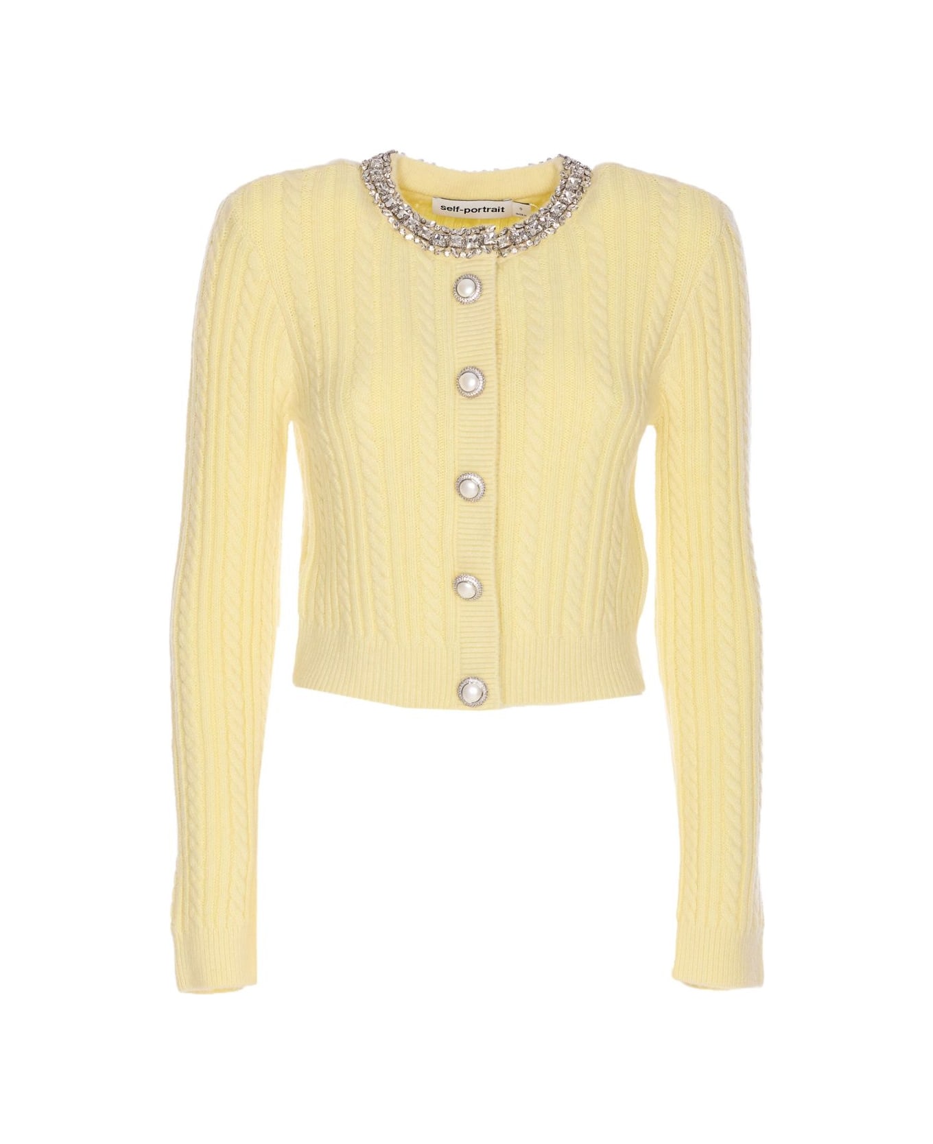 self-portrait Crewneck Cardigan - Yellow