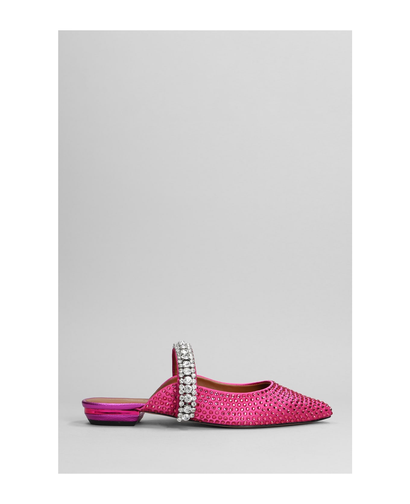 Kurt Geiger Princely Crystals Slipper-mule In Fuxia Satin - fuxia