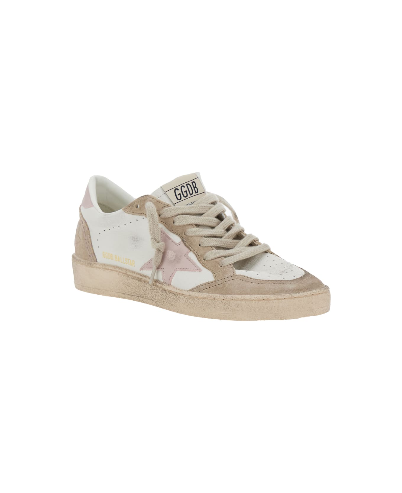 Golden Goose Ballstar Nappa Upper Suede Toe And Spur Leather Star And Heel - White