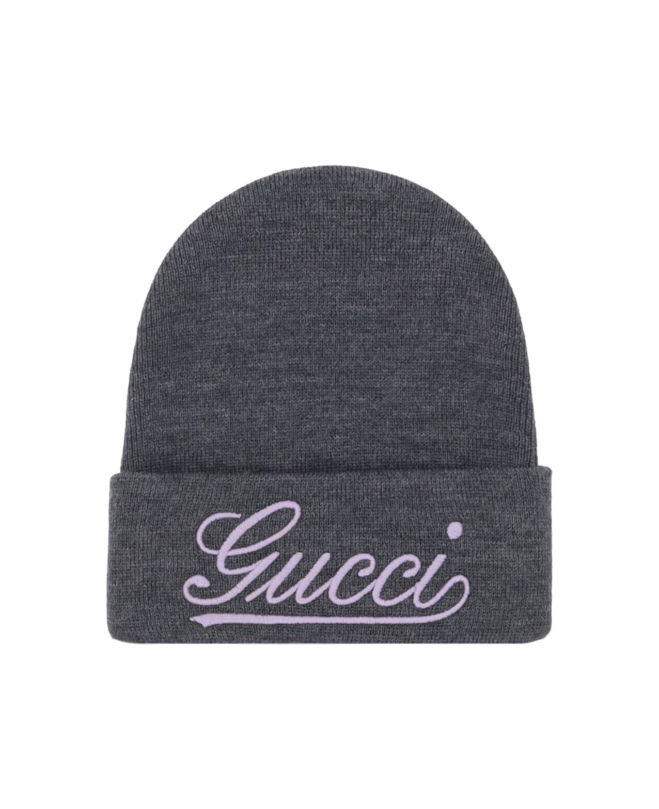 Gucci Logo Embroidery Beanie - Lead/pink