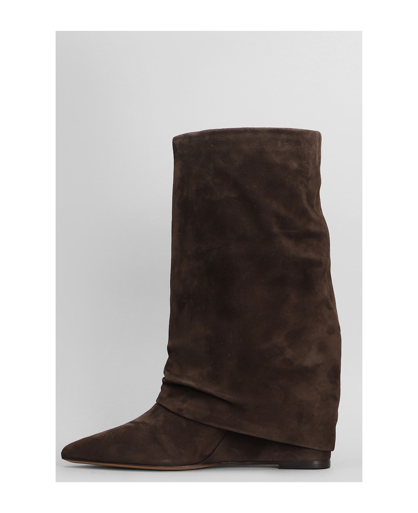 The Seller High Heels Ankle Boots In Dark Brown Suede - dark brown