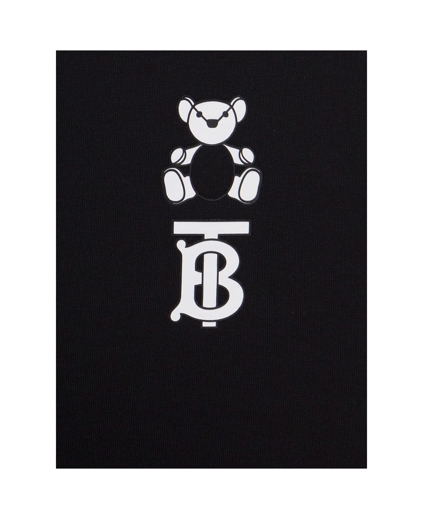 Burberry Black Sweater With Contrasting Monogram And Teddy Bear Print In Cotton Boy - Black