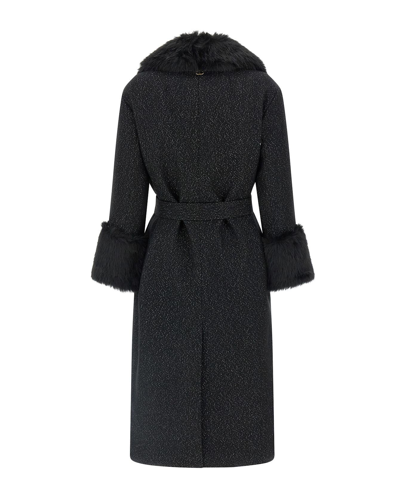 TwinSet Lamé Thread Coat - Black  