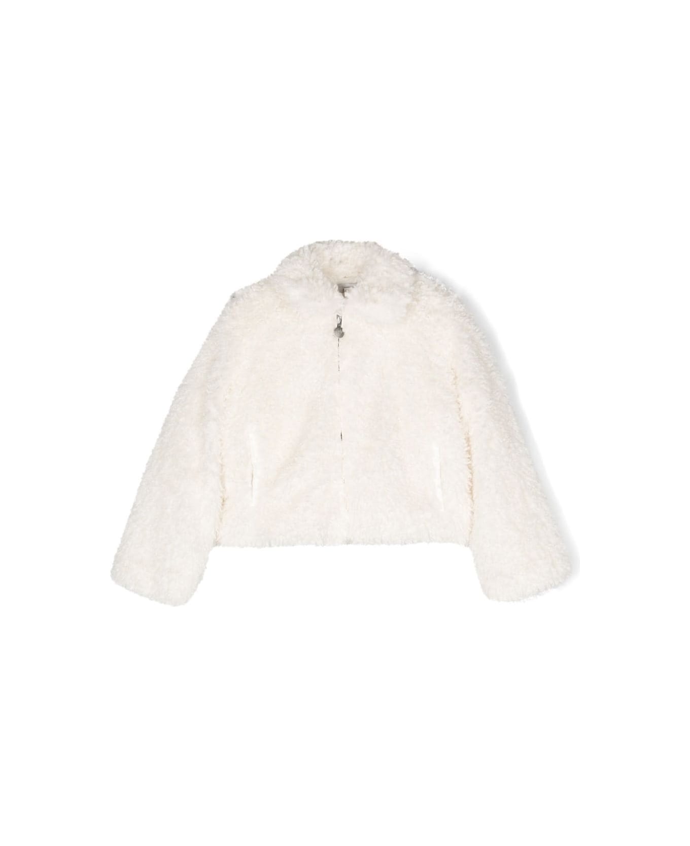 Stella McCartney Kids White Borg Short Jacket - White コート＆ジャケット