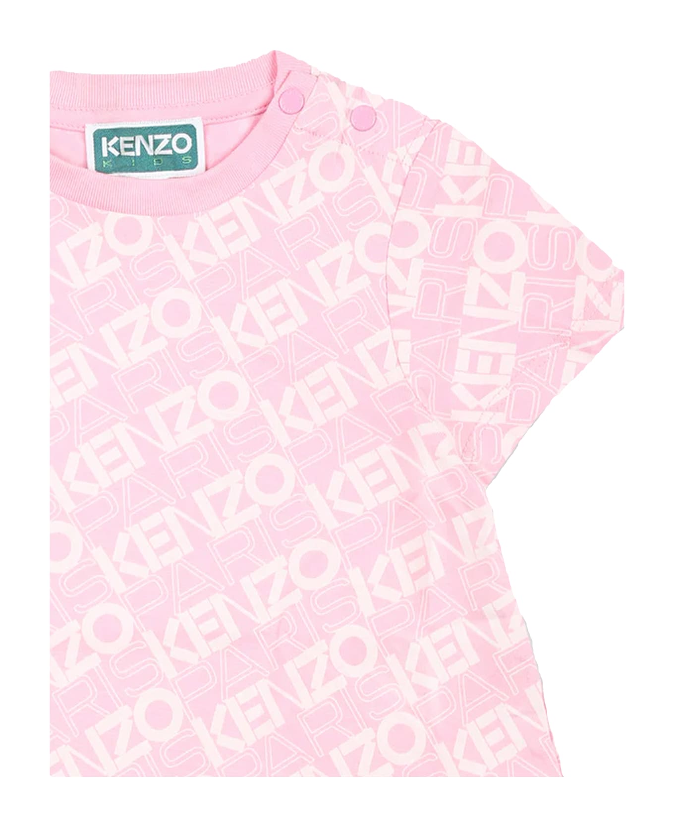 Kenzo Kids Pink Dress For Baby Girl With Logo - Pink