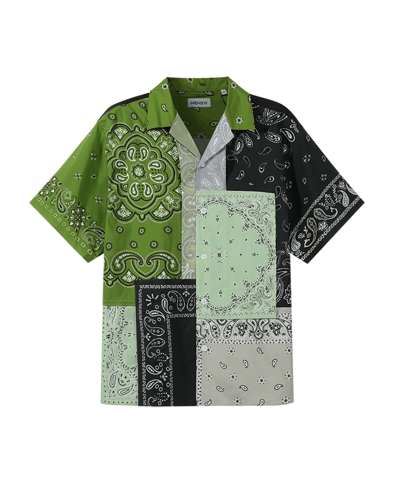 Kenzo Patchwork Cotton Shirt - Green シャツ