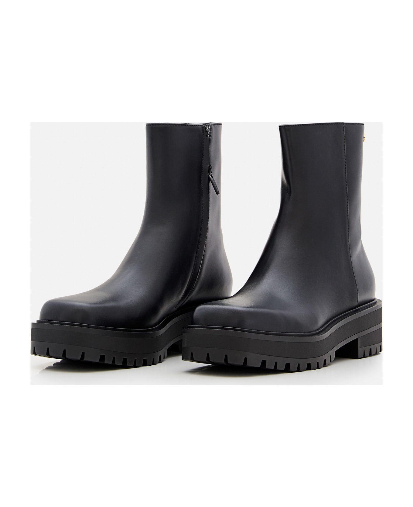 Gianvito Rossi Leather Combat Boots - Black