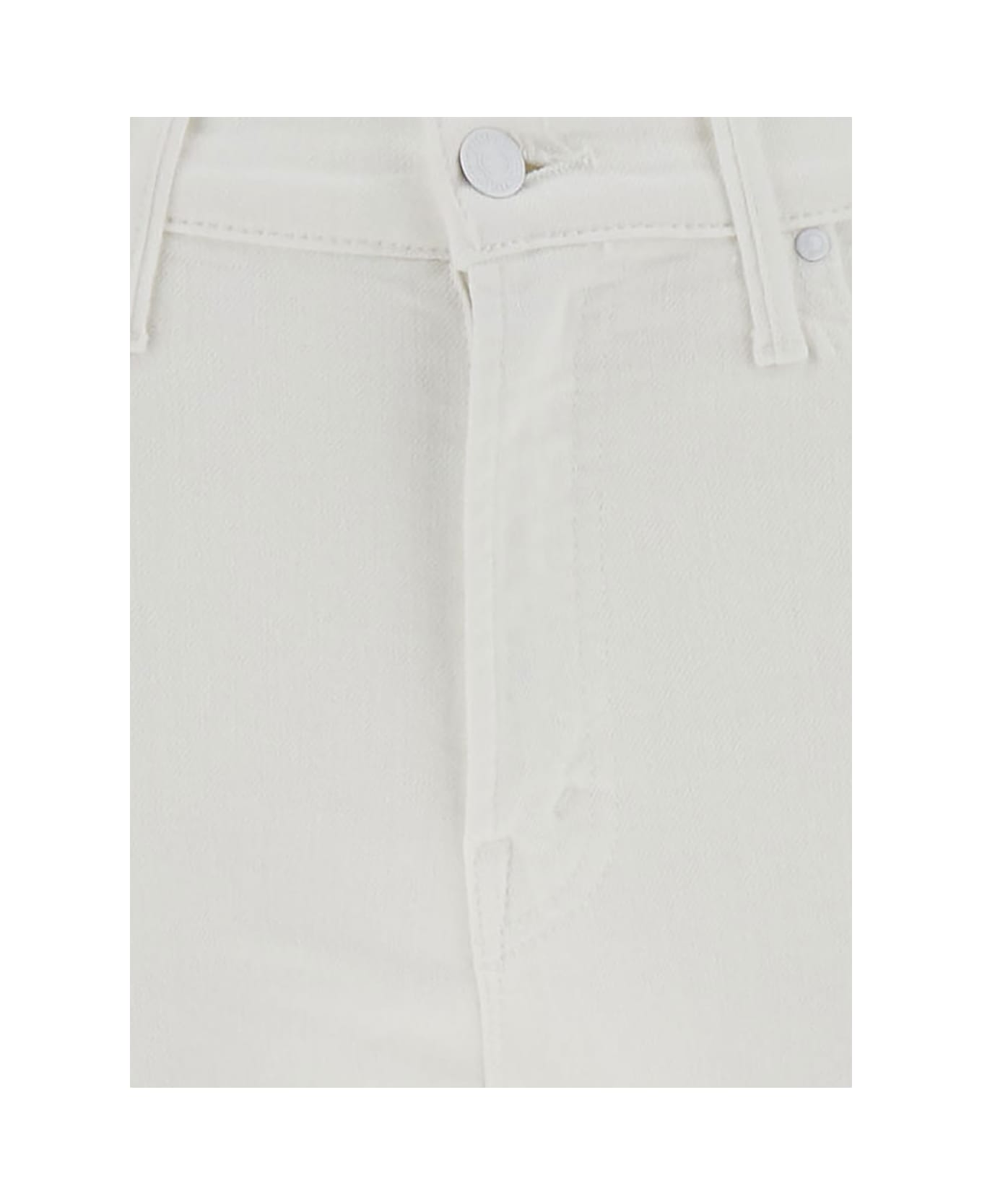 Mother White Cropped Jeans With Flared Bottom In Cotton Blend Denim Woman - White ボトムス