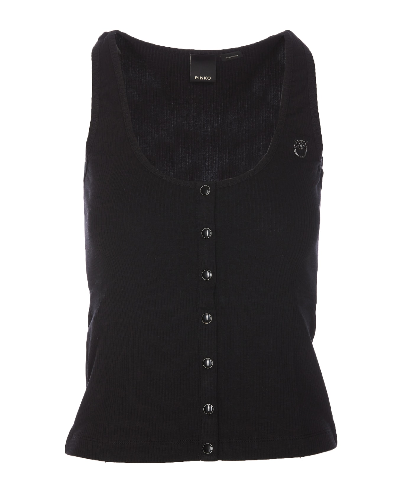 Pinko Tank Top With Nacre Buttons - Nero