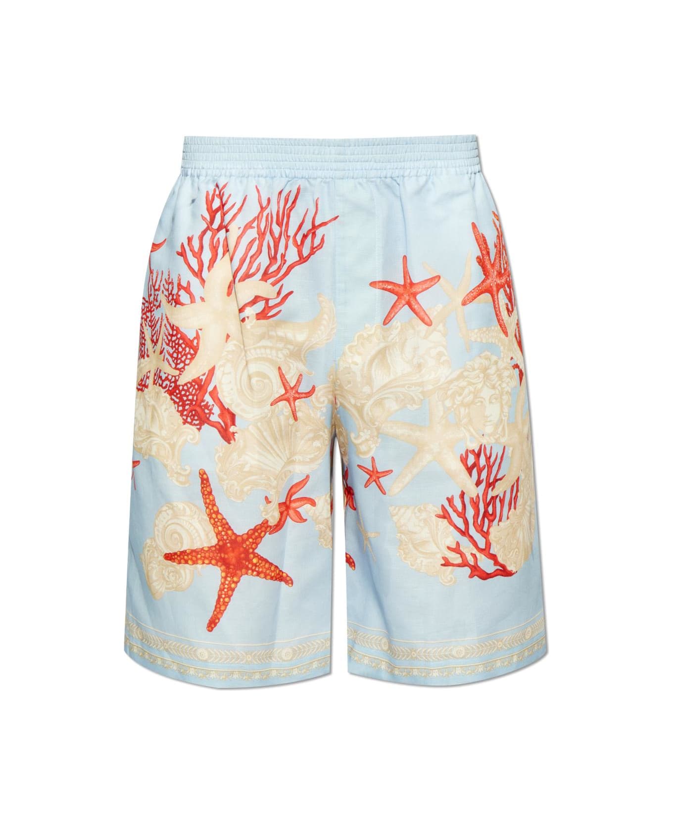 Versace Shorts With `barocco Sea` Pattern - Azzurro