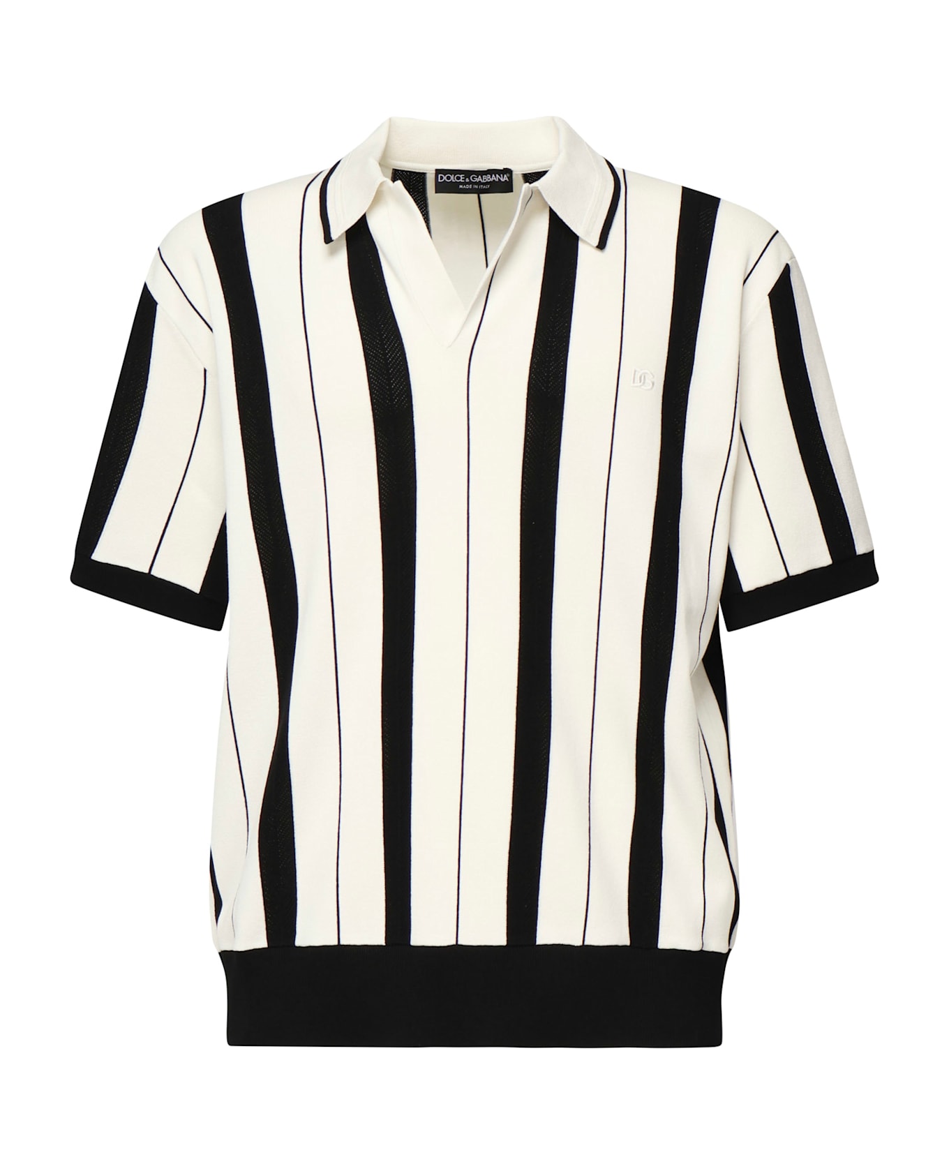 Dolce 
Gabbana Striped Polo With Logo - White