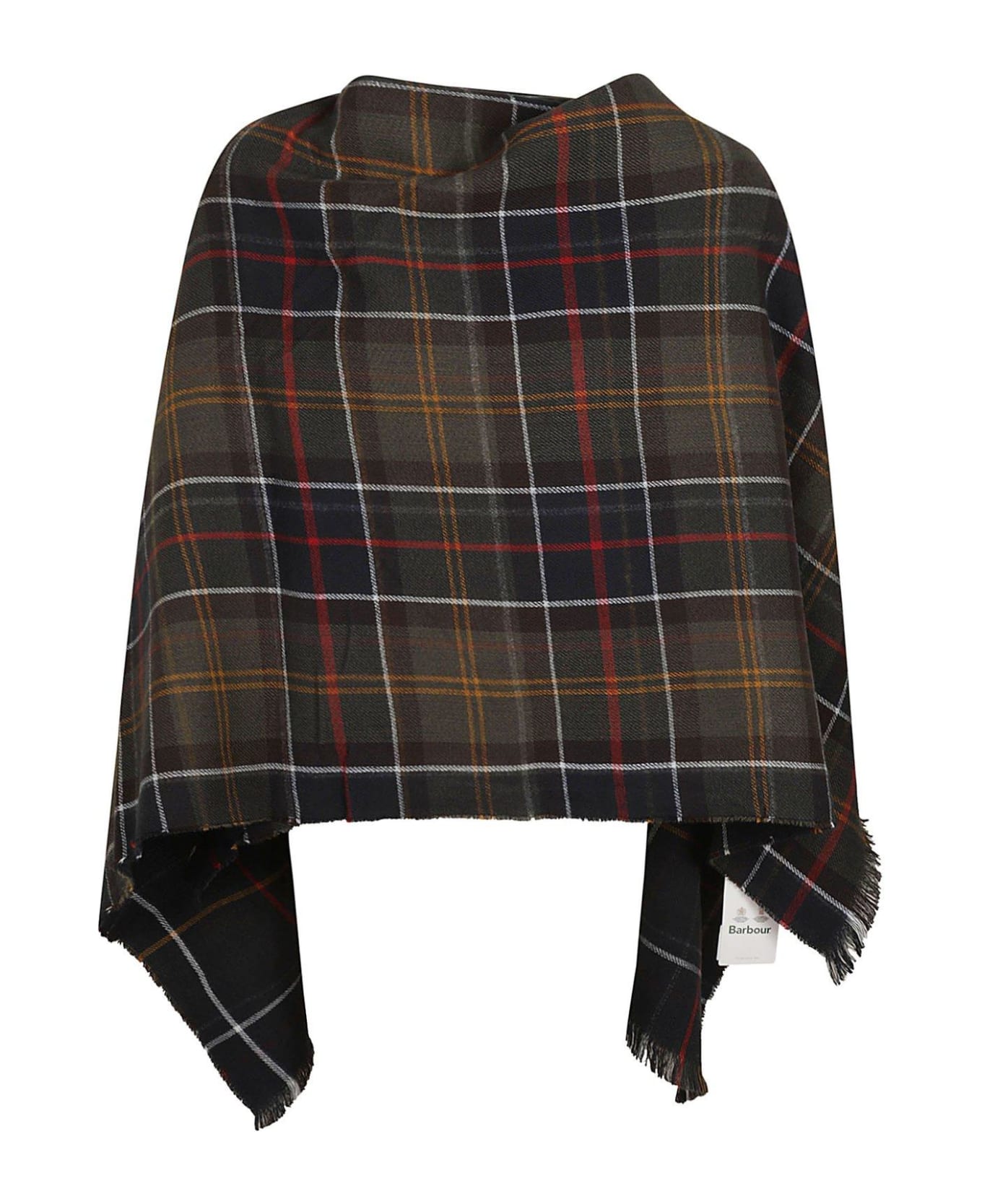 Barbour Montieth Check-pattern Frayed Edge Poncho - Multicolore