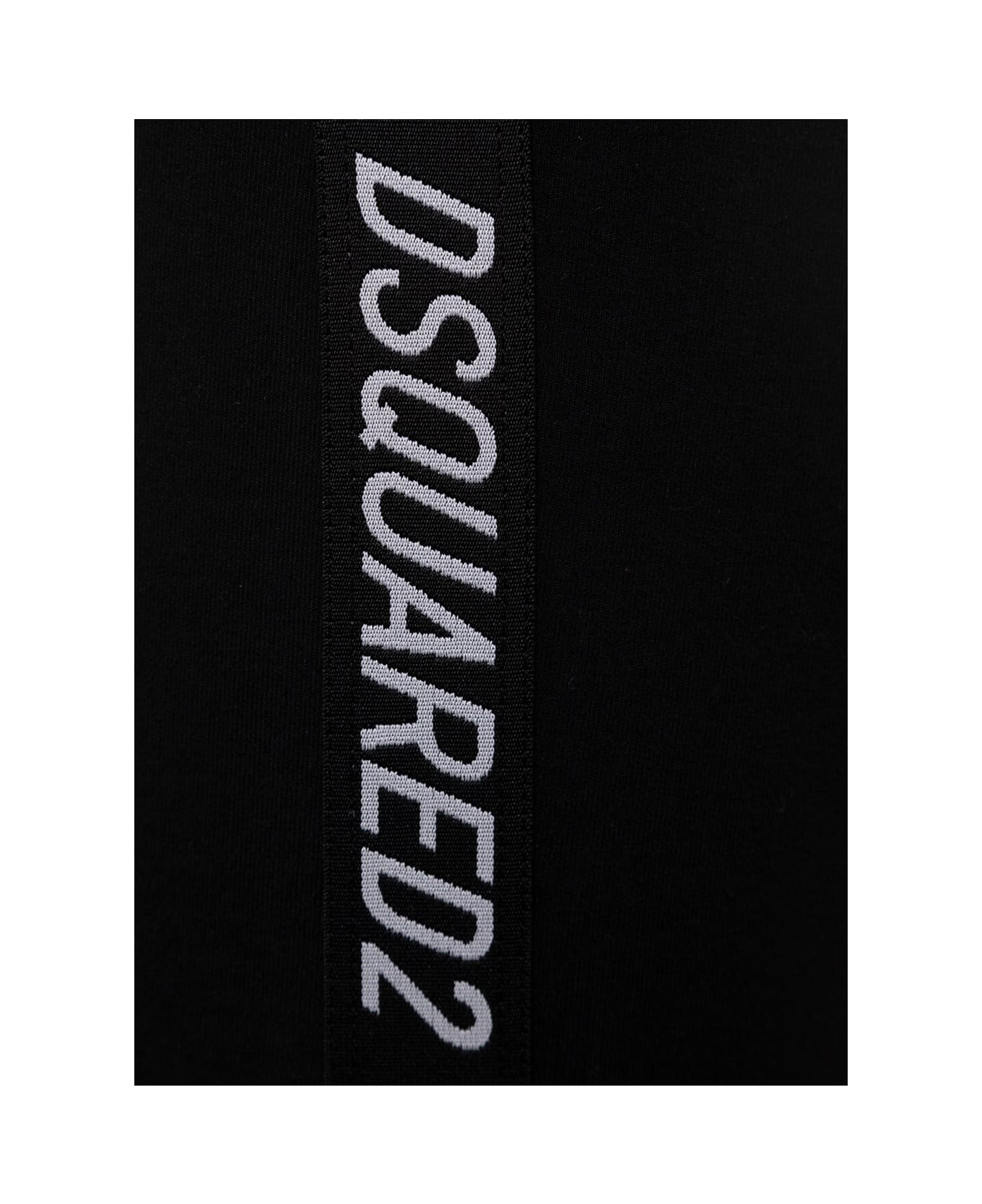 Dsquared2 D-squared2 Woman's Bike Stretch Cotton Bermuda Shorts With Logo - Black