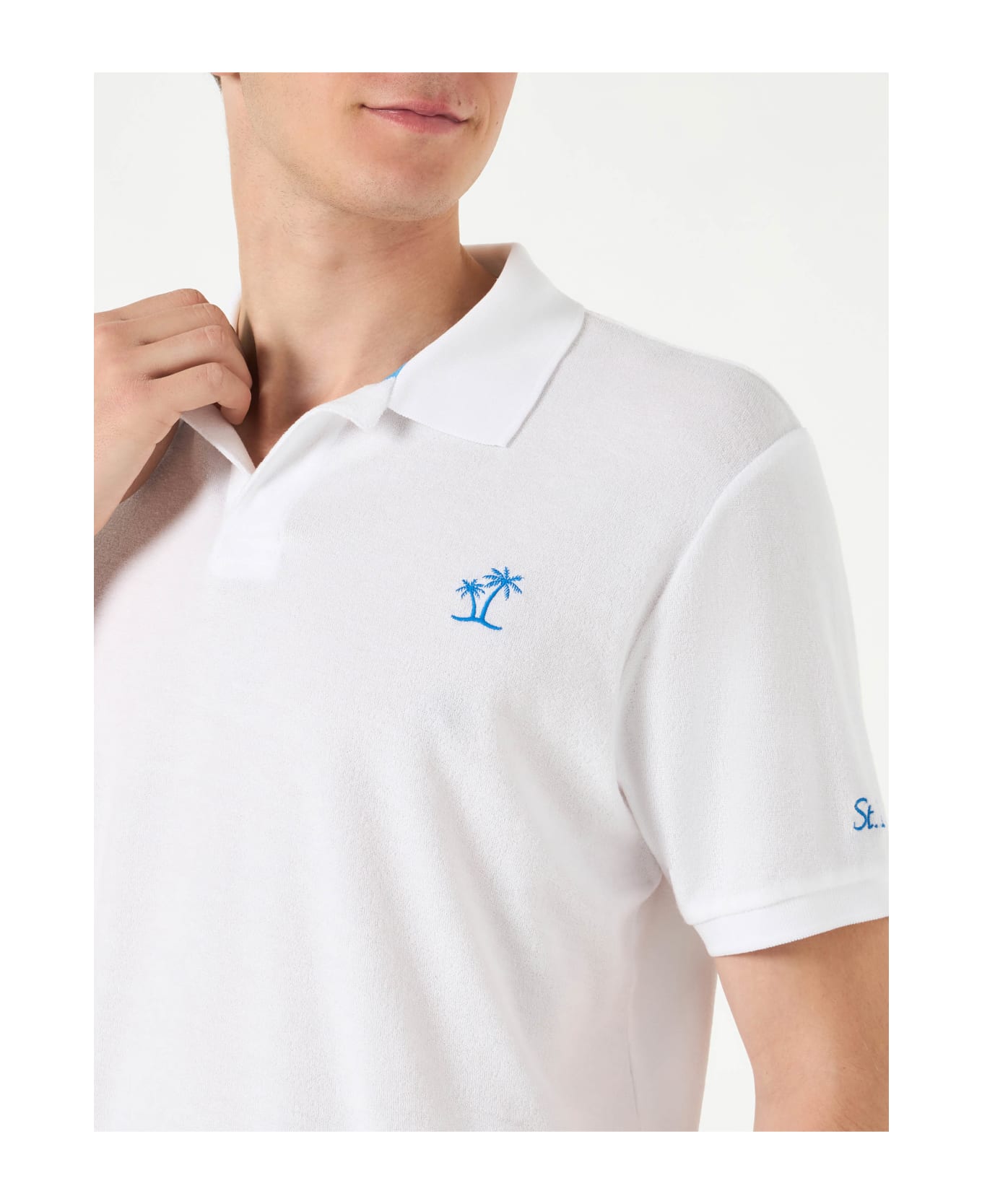 MC2 Saint Barth Man White Cotton Terry Polo - WHITE